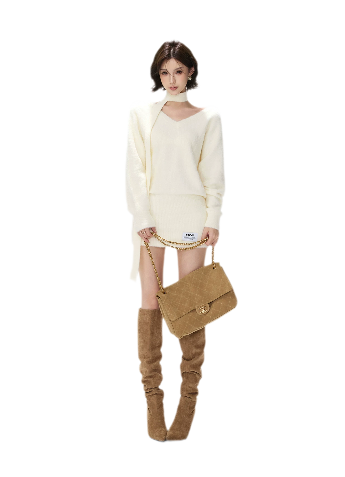 Plush V-Neck Convertible Sweater