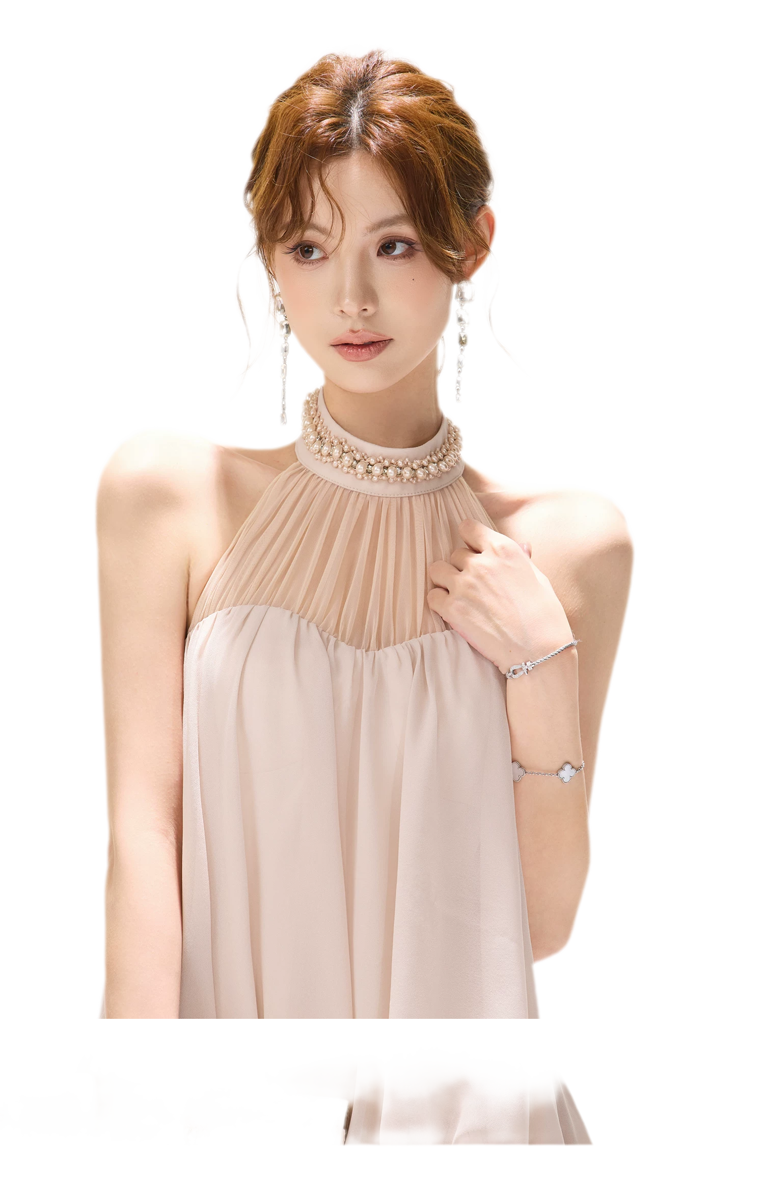 CYNR Pearl Halter Midi Dress – view 13