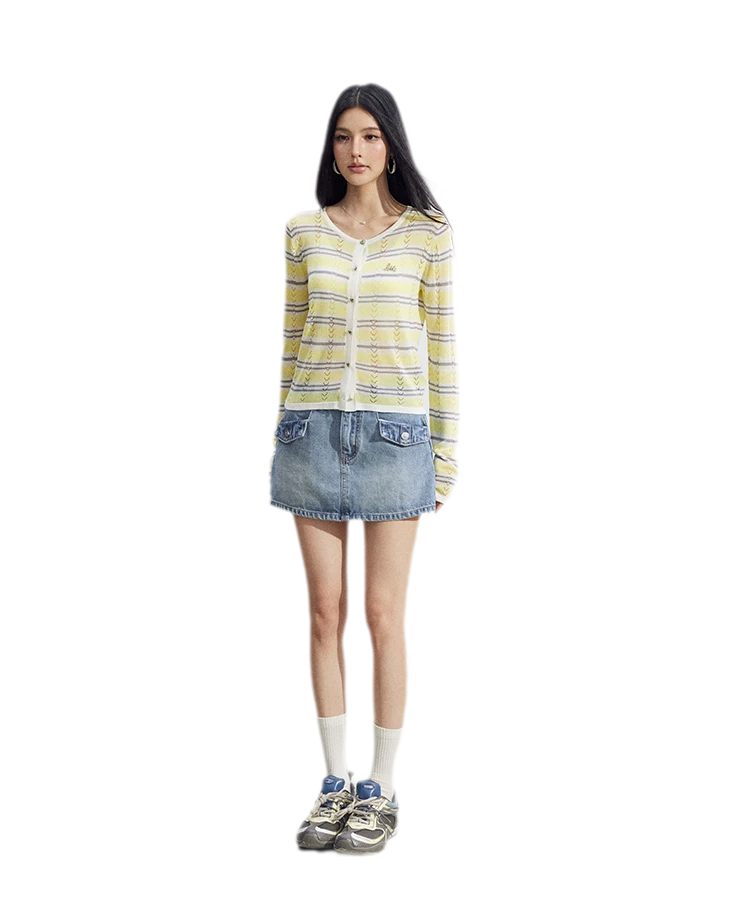 Striped Ice Silk Cardigan