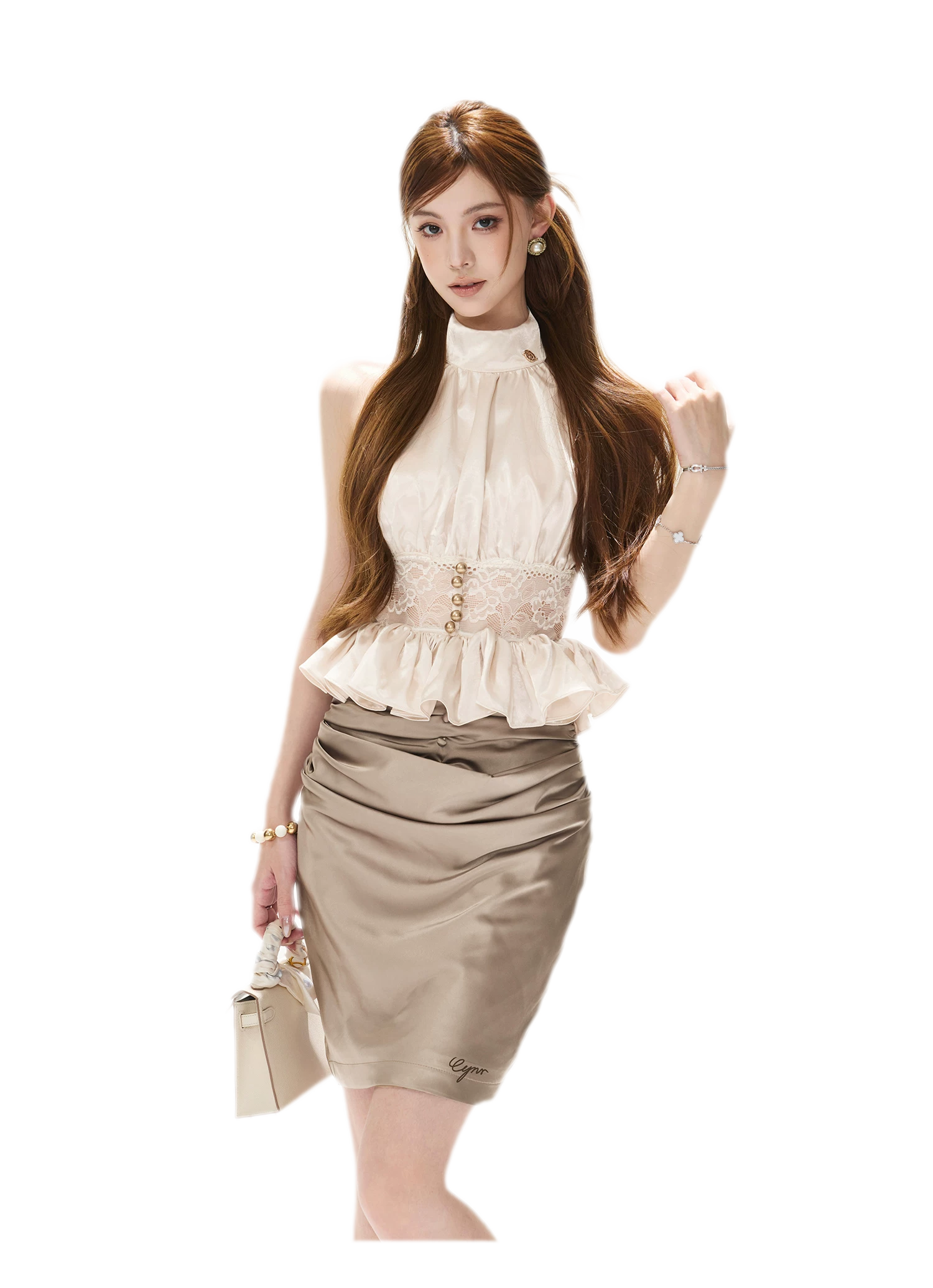 Draped Button Mini Skirt