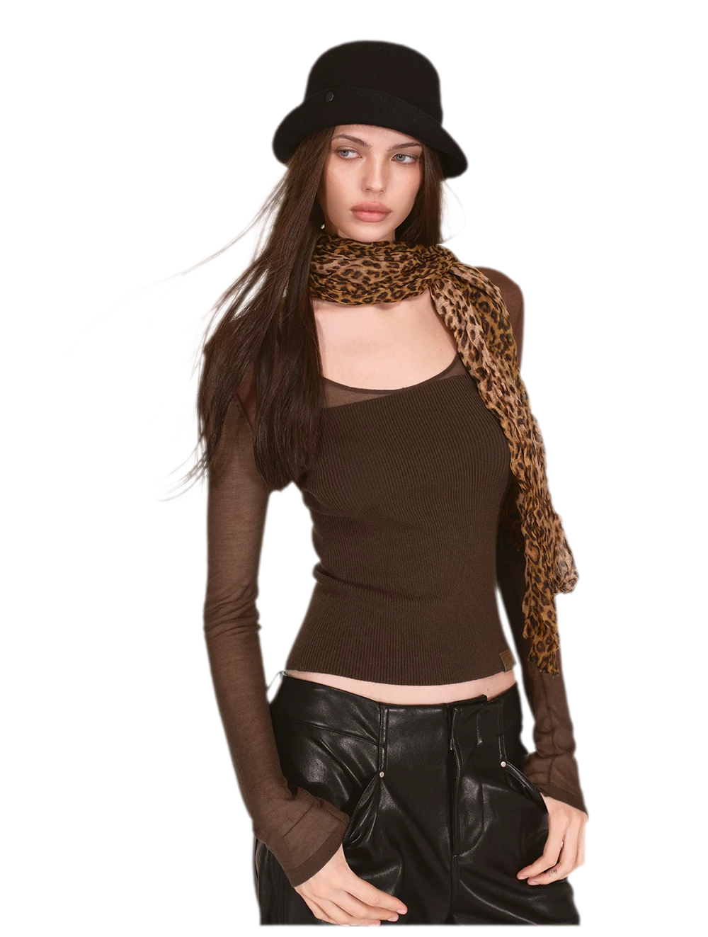 Top in maglia trasparente con scollo a V in Tencel