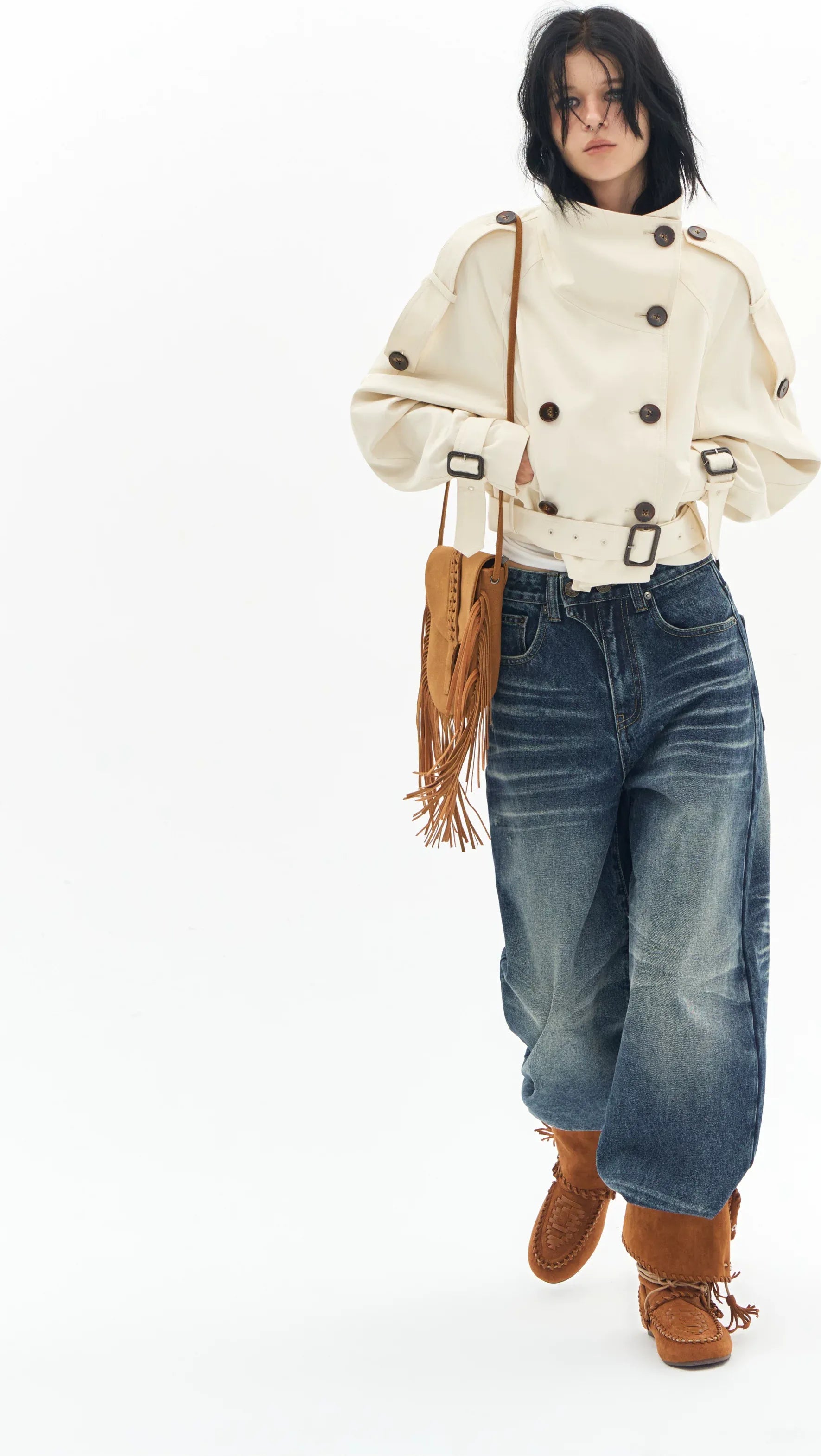 Vintage Wash Wide-Leg Jeans