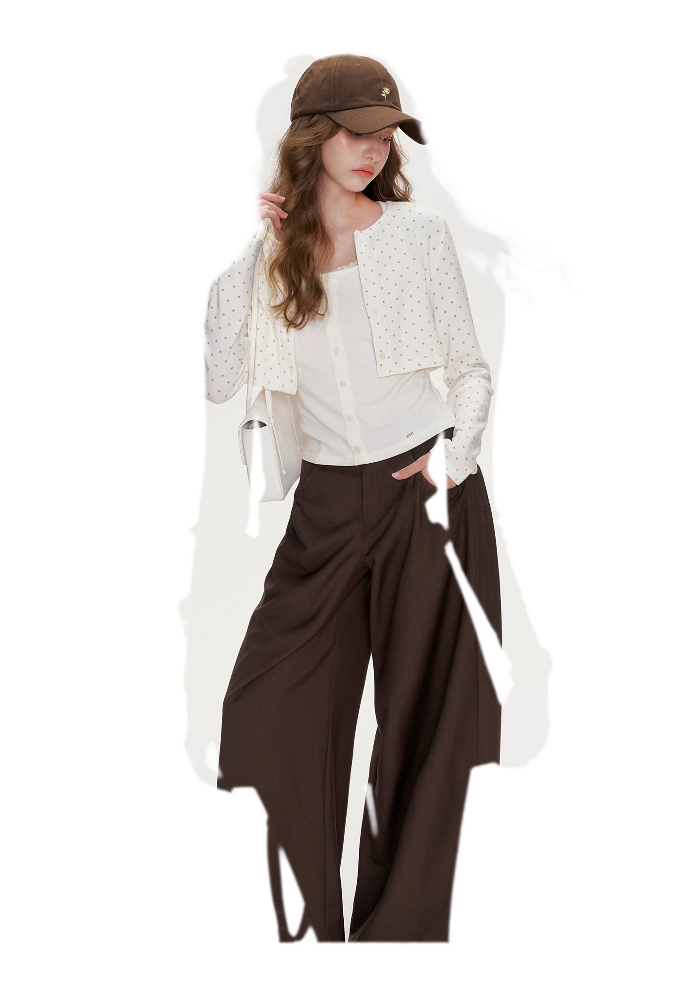 Gathered Waist Wide-Leg Trousers