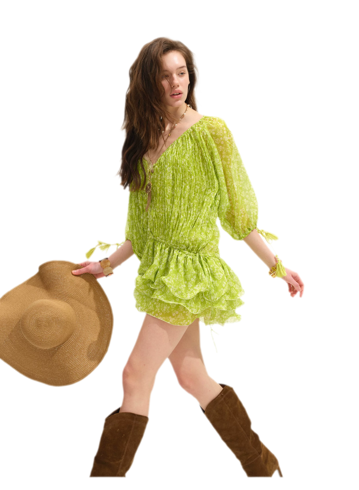 Floral Batwing Sleeve Dress