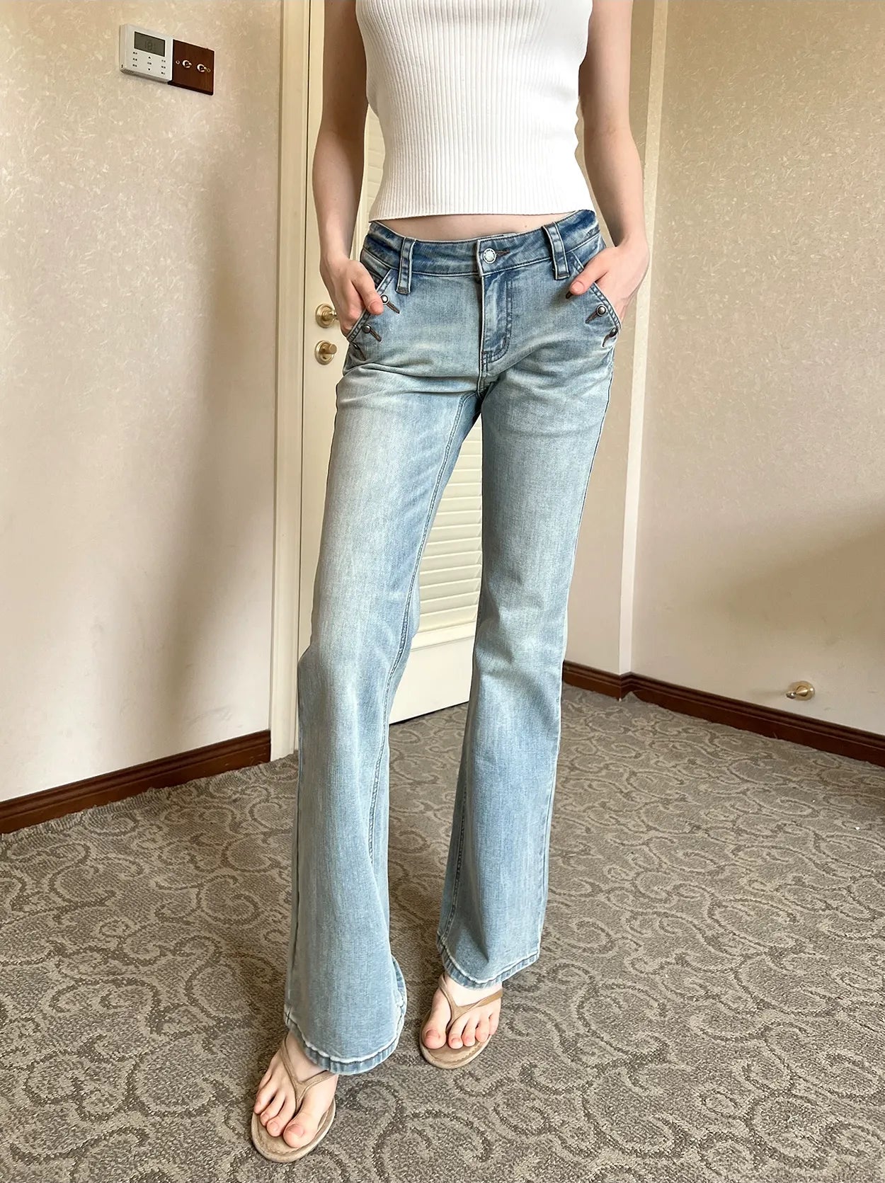 Vintage Low-Rise Flare Jeans