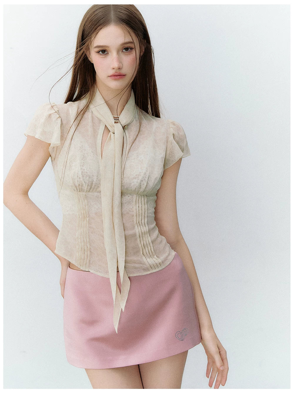 Romantic Tie-Dye Chiffon Short Sleeve Cardigan & Skirt