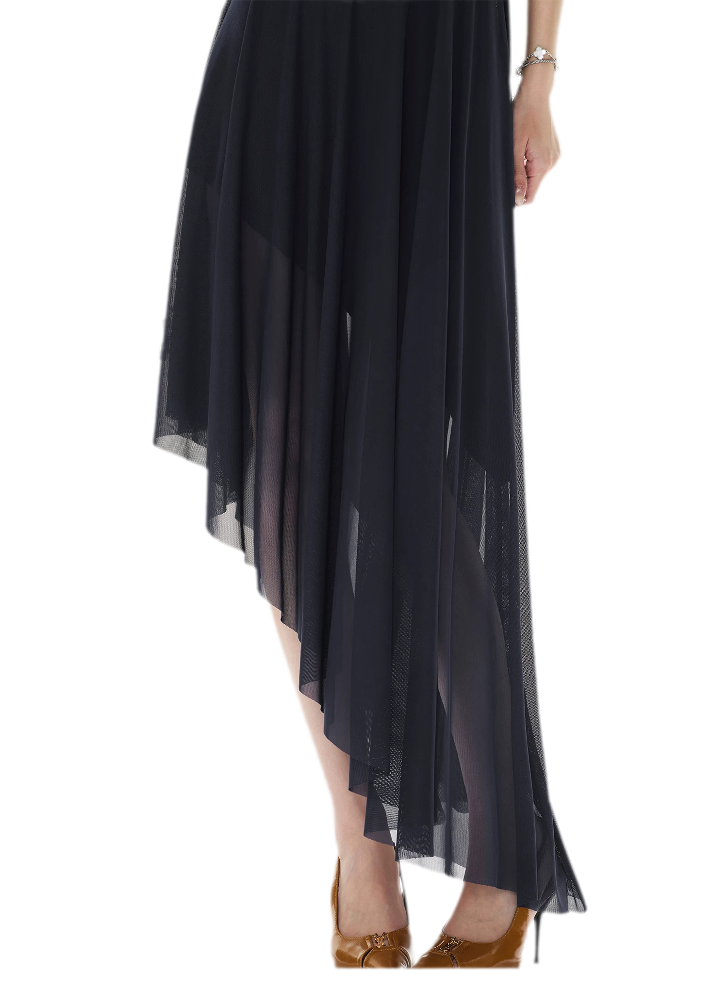 Mesh Splice Midi Dress