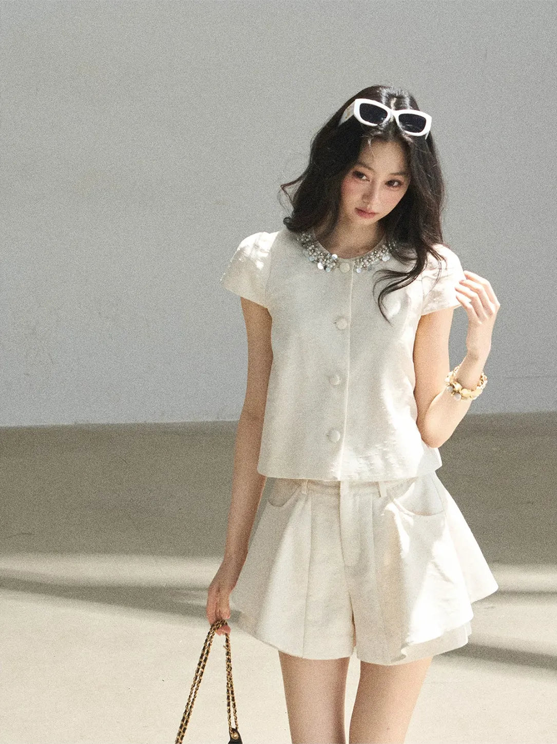 Beaded Collar Short Set