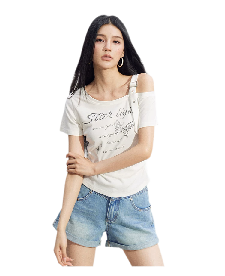 Embroidered Denim Shorts