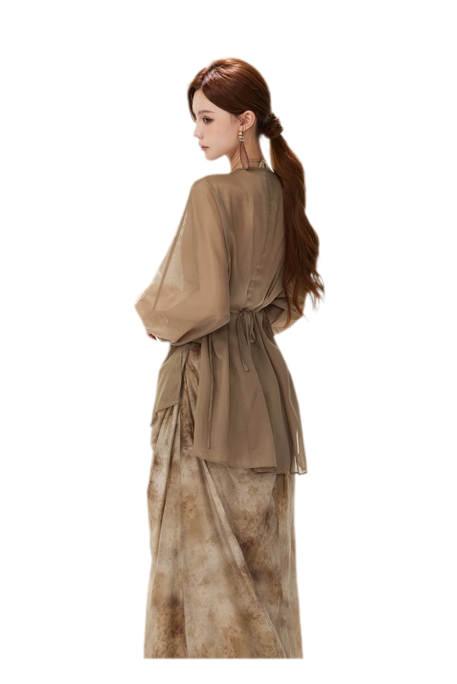 Sheer Wrap Asymmetric Blouse