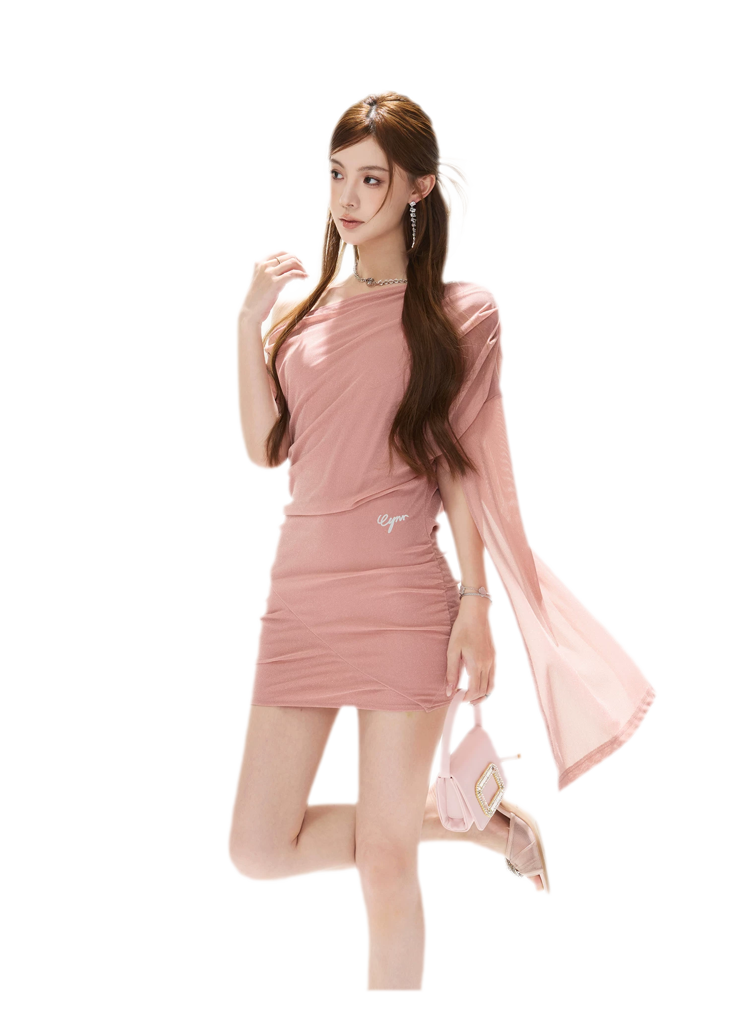 Asymmetric Silver Knit Dress