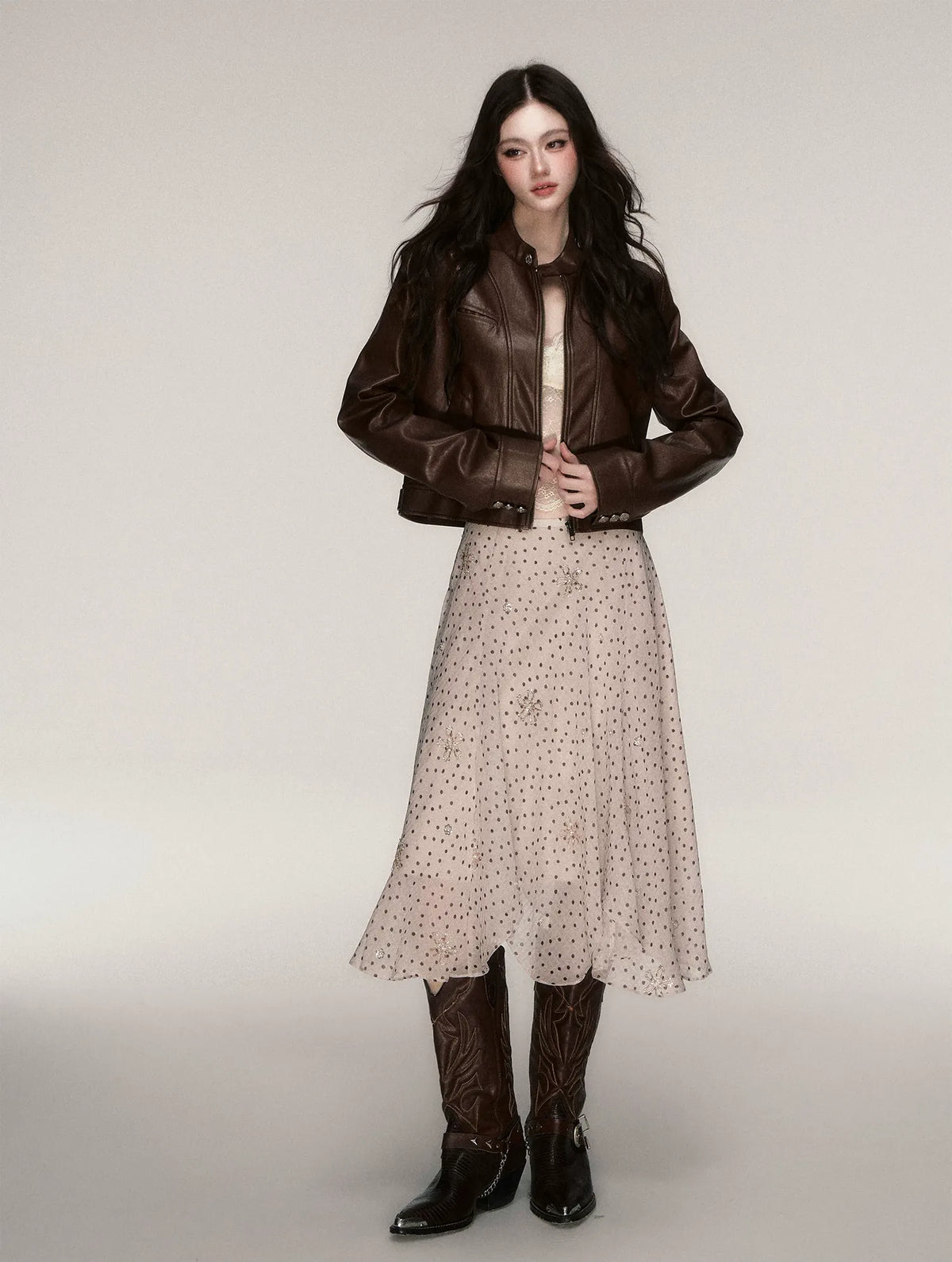 Vintage Cropped Motorcycle Jacket