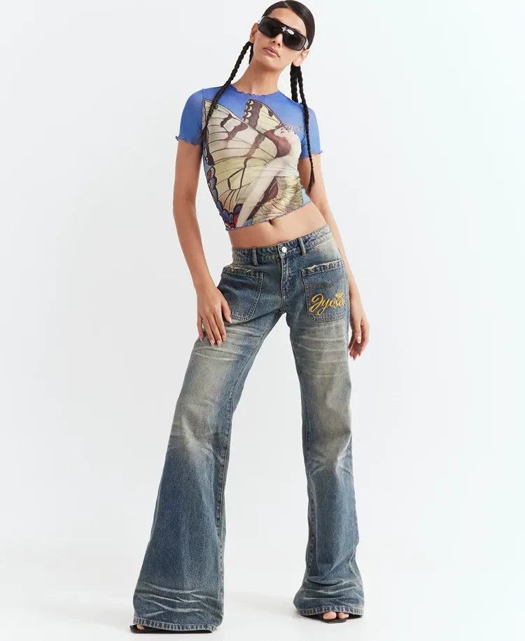 Mesh Ruffle Fit Tee