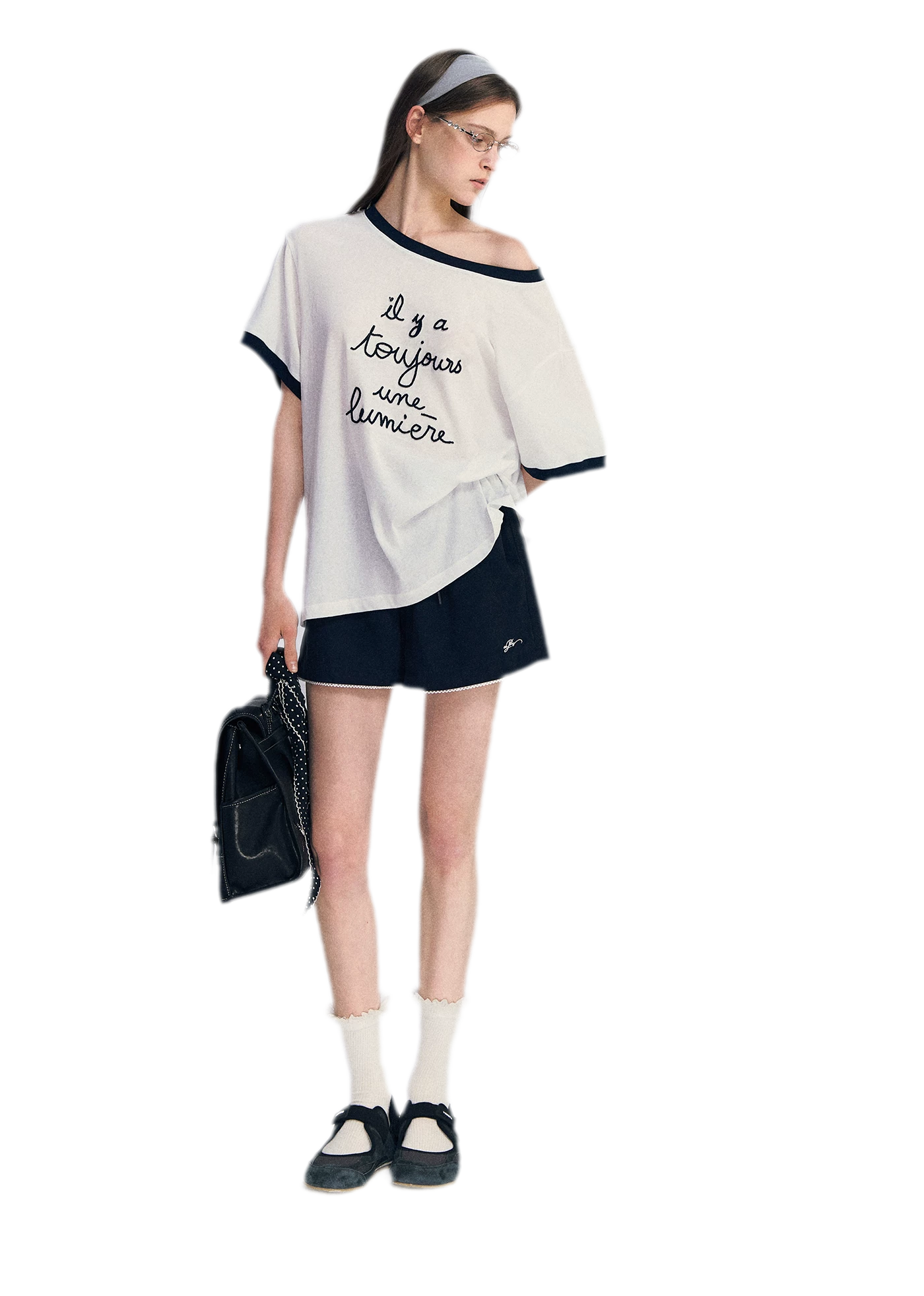 Contrast Rib Knit T-Shirt