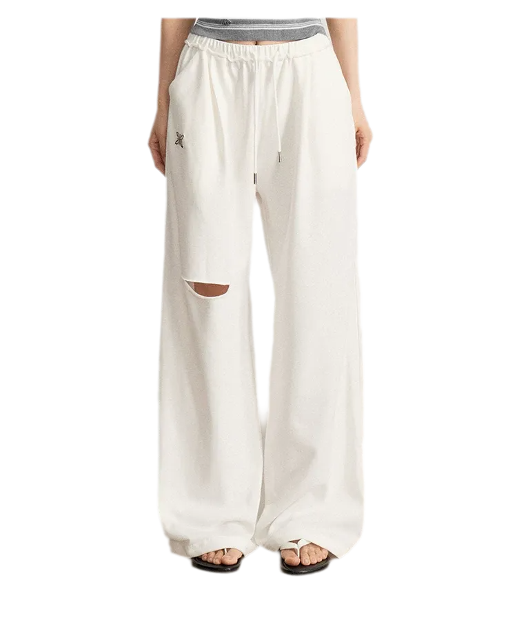 Distressed Wide-Leg Pants
