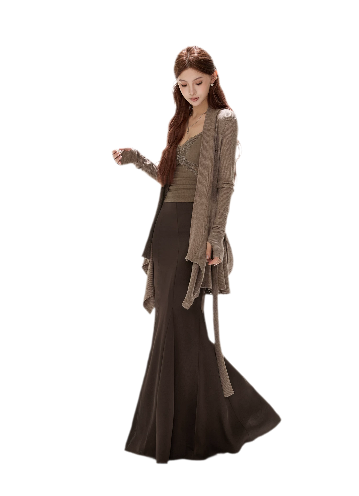 Matte Drape Irregular Hem Cardigan