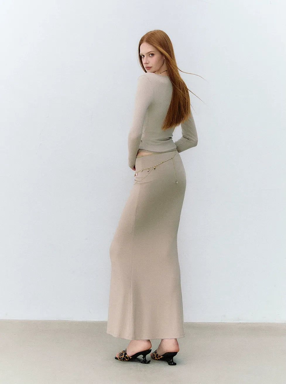 X-line Lace Trim Camisole, Pullover & Mermaid Skirt