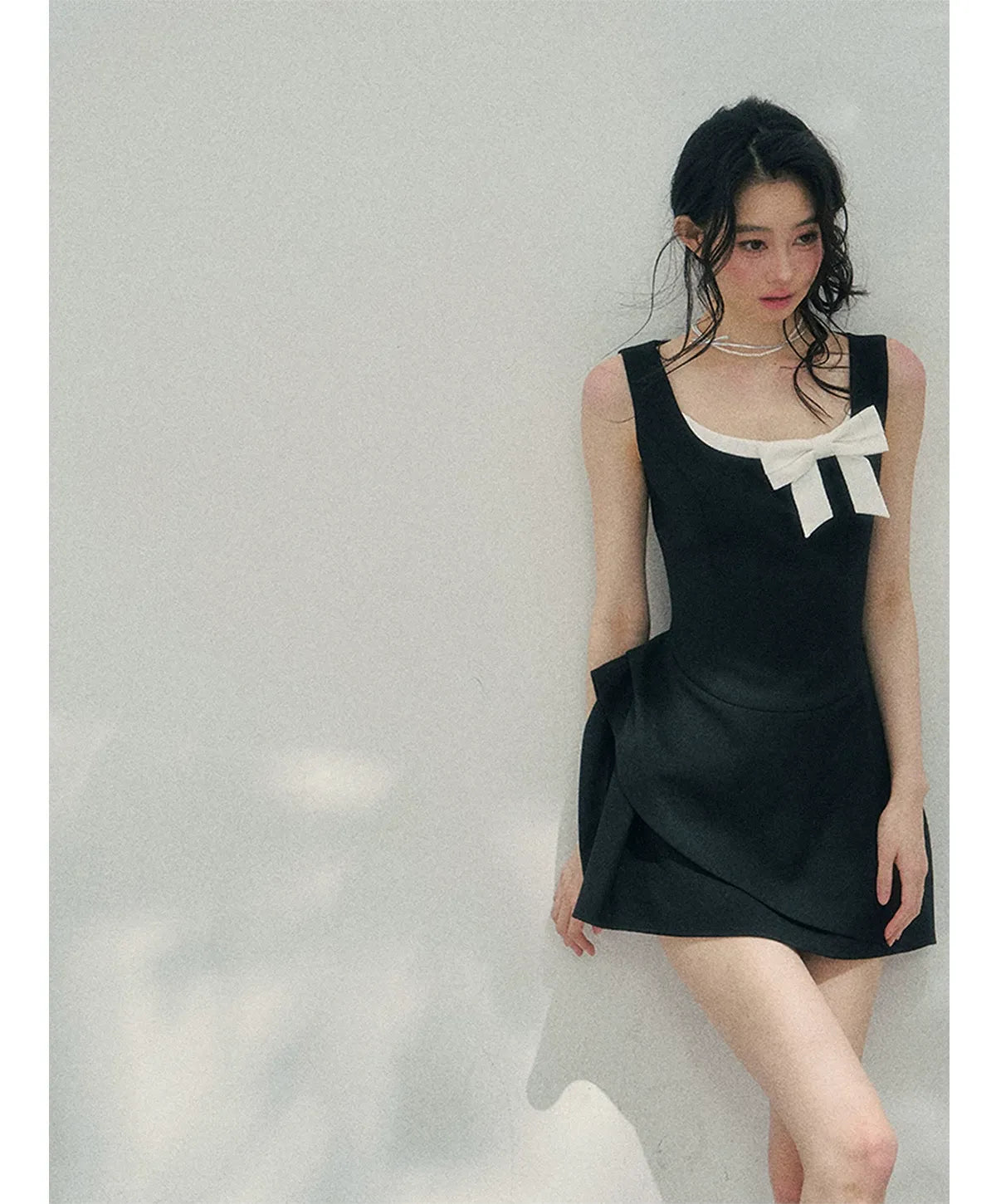 Sleek Bowknot Mini Dress