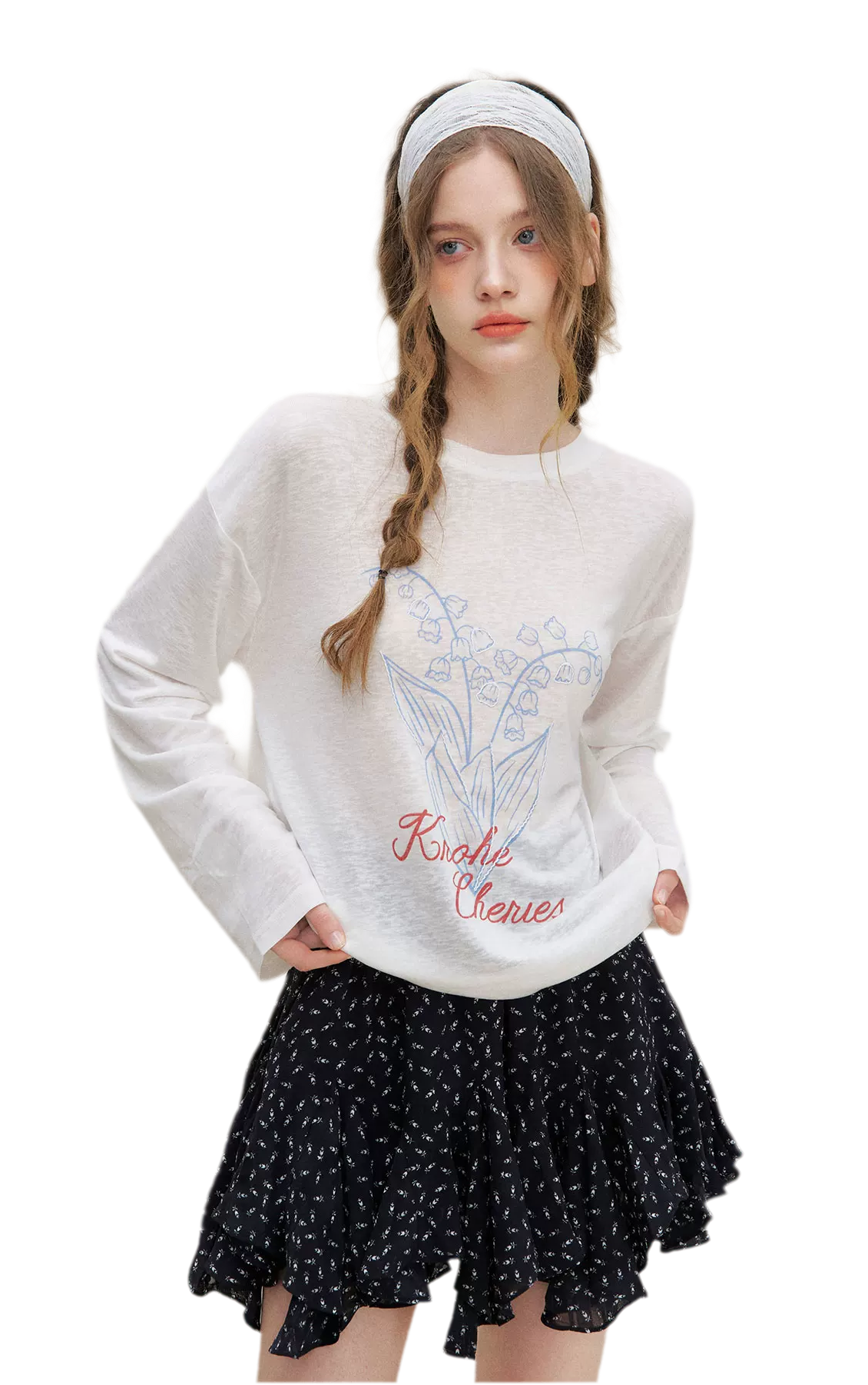 Hand-Drawn Floral Sun Protection Pullover