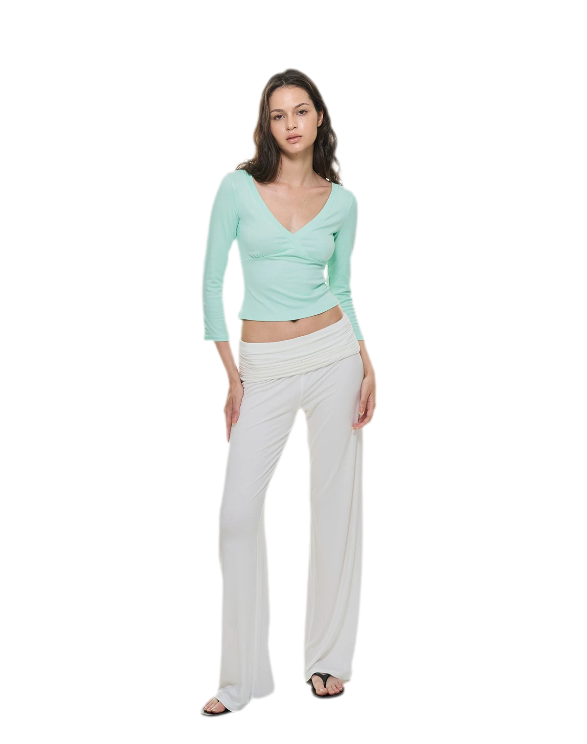 Crossfront Ribbed V-Neck Top