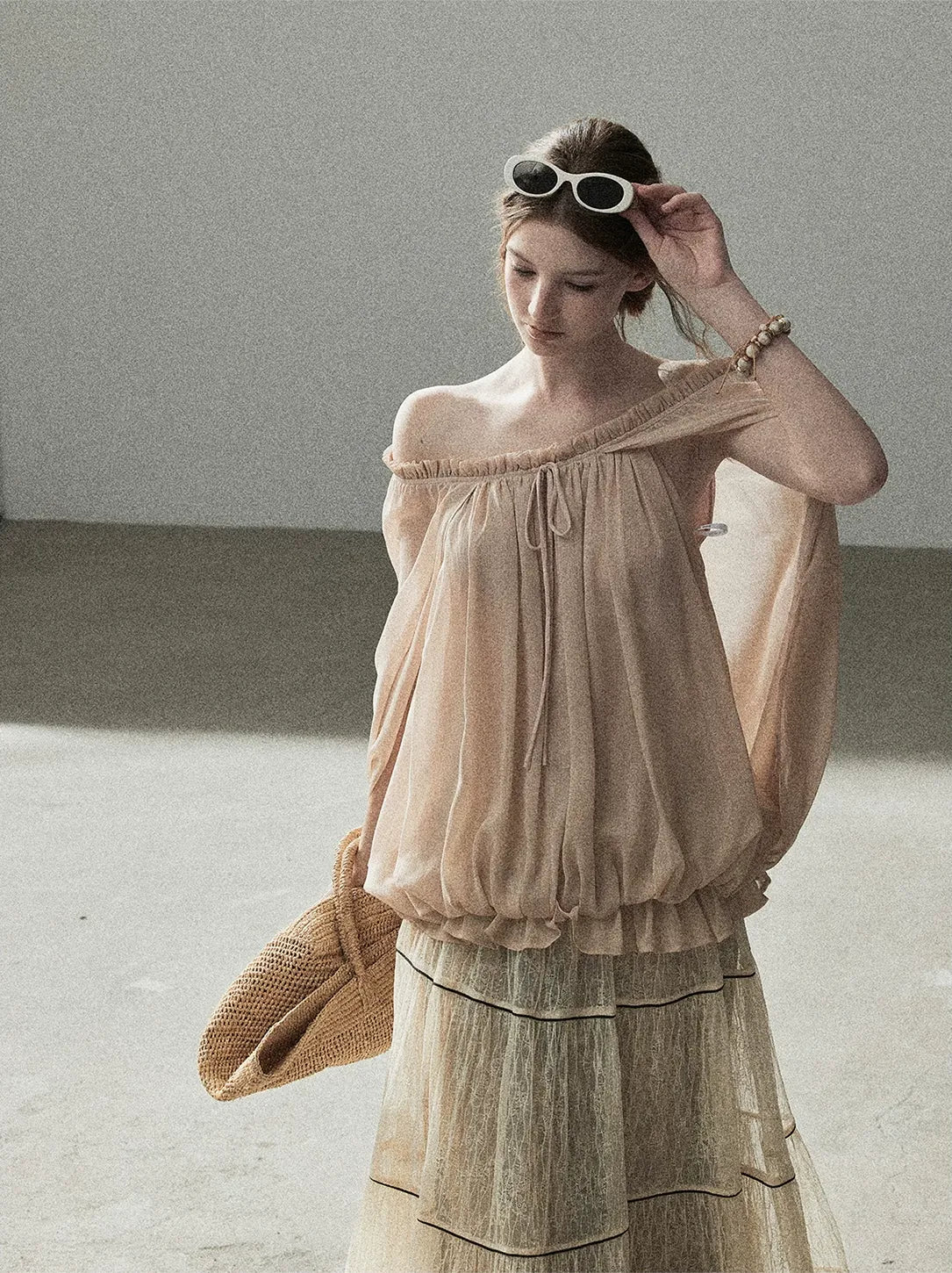 Crinkled Off-Shoulder Top