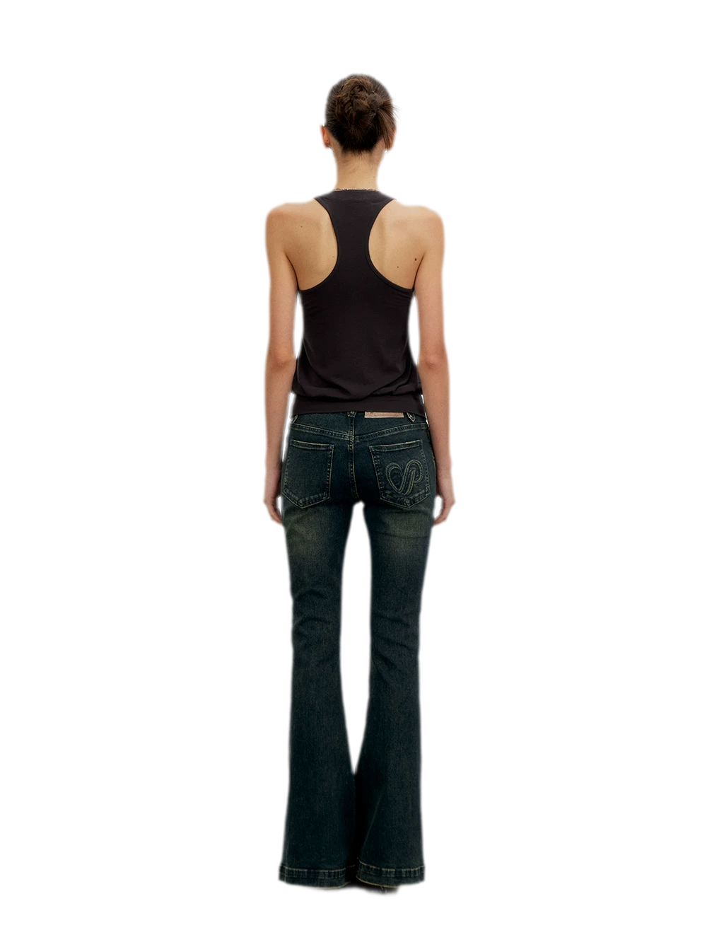 Washed Slit Flare Jeans