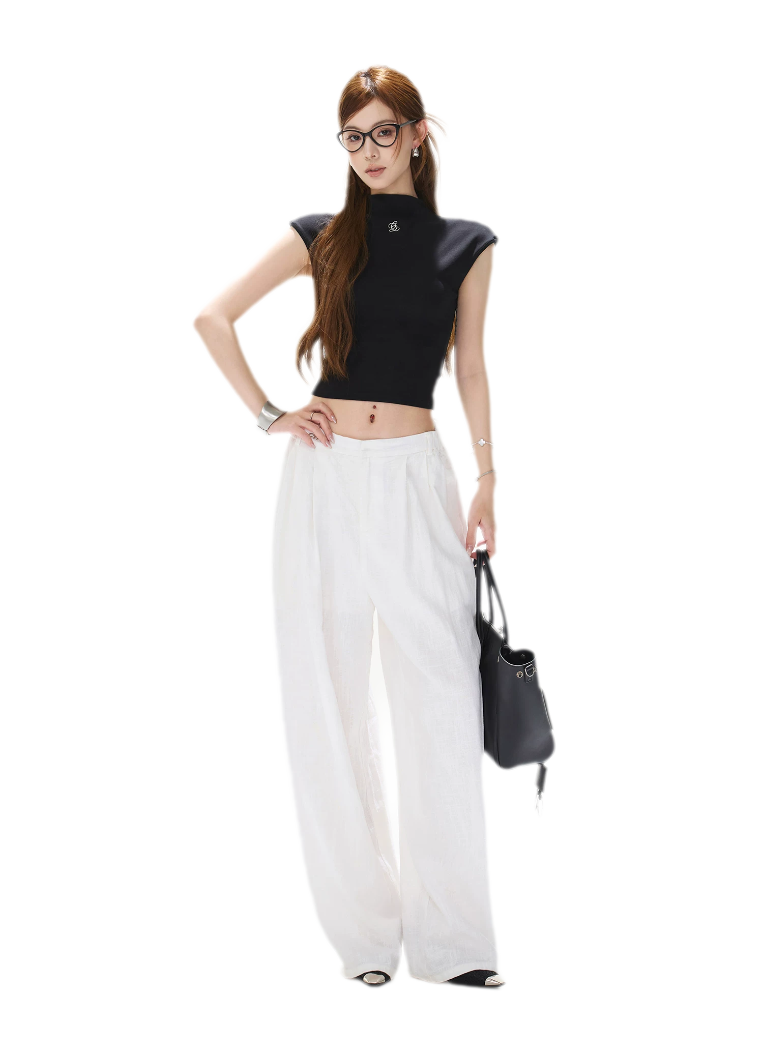 Lyocell Slim Embroidered Top