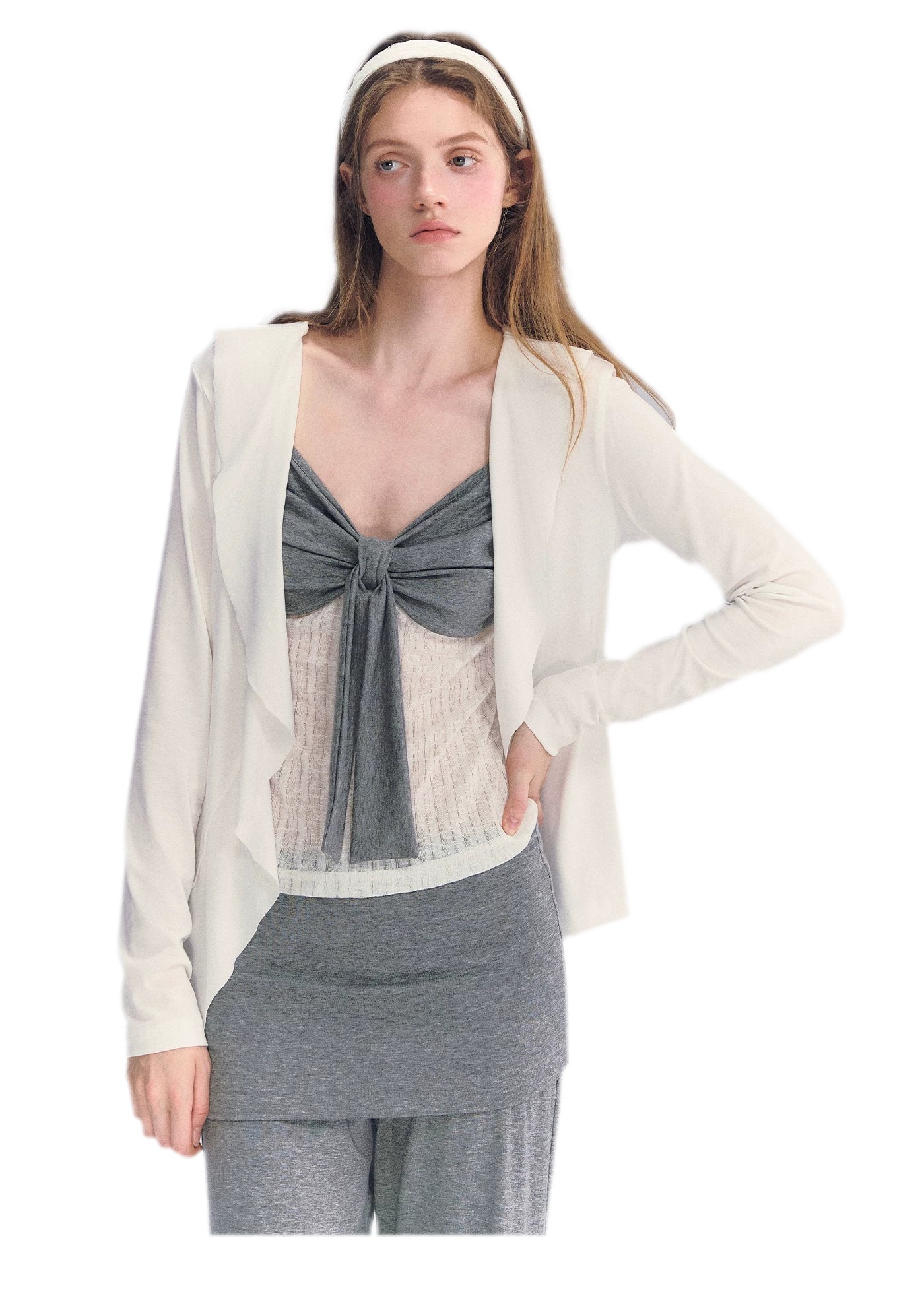 Ruffled Drape Knit Set