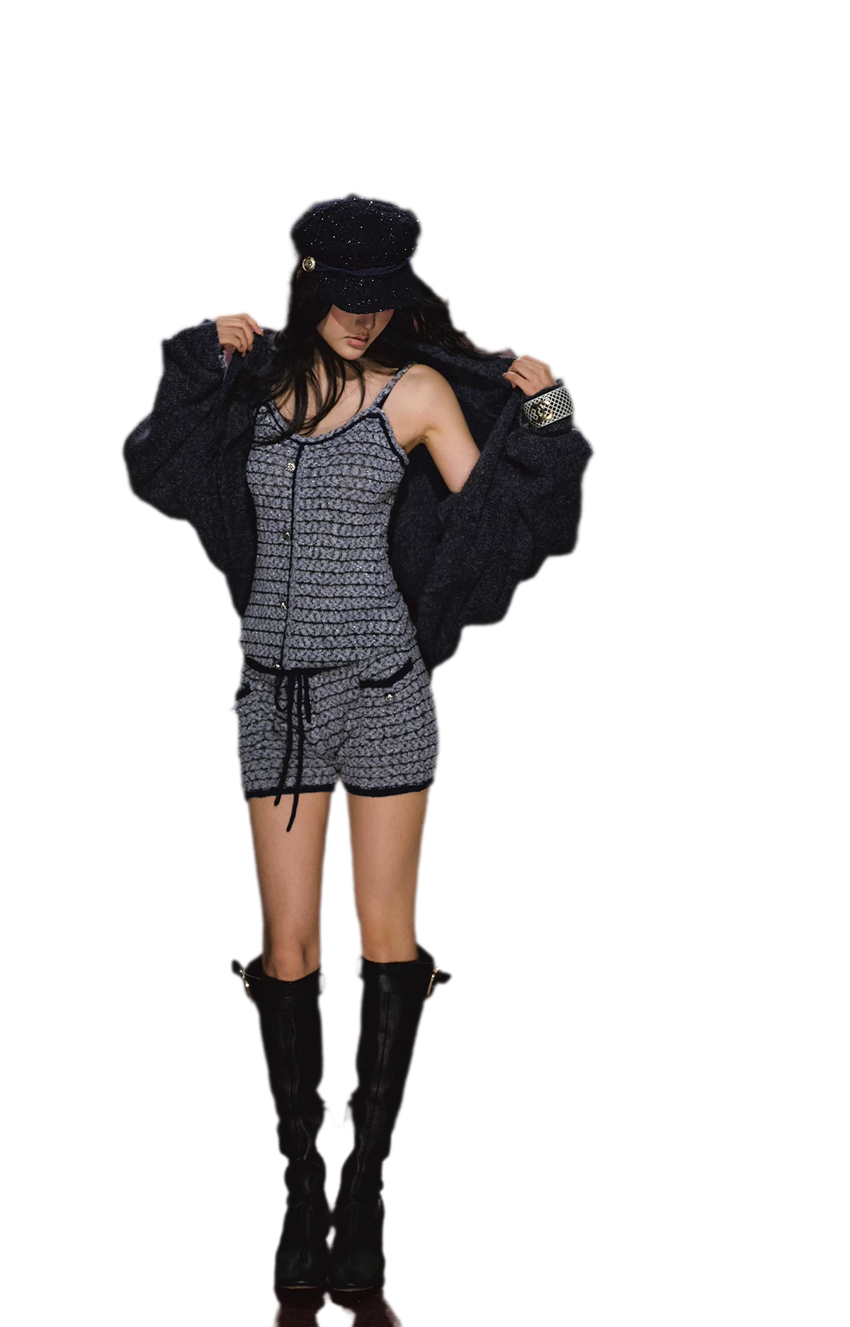 Gestreiftes Woll-Jumpsuit-Set