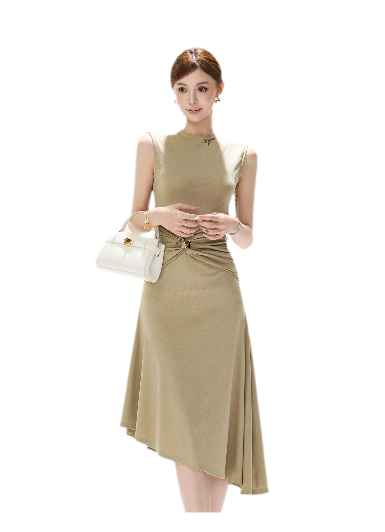 Twist Waist Asymmetric Dress