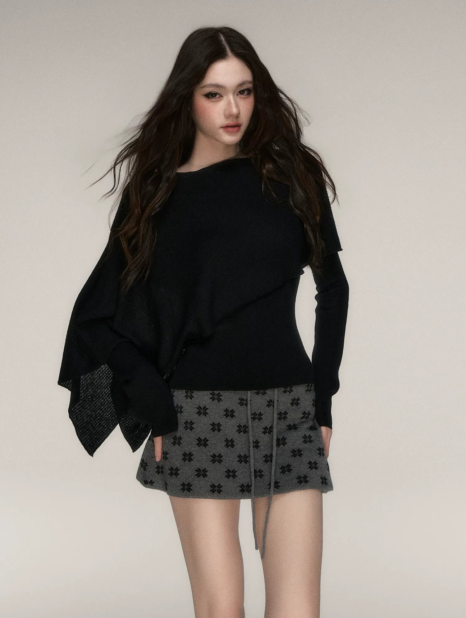 Stretch Shawl Cape Sweater