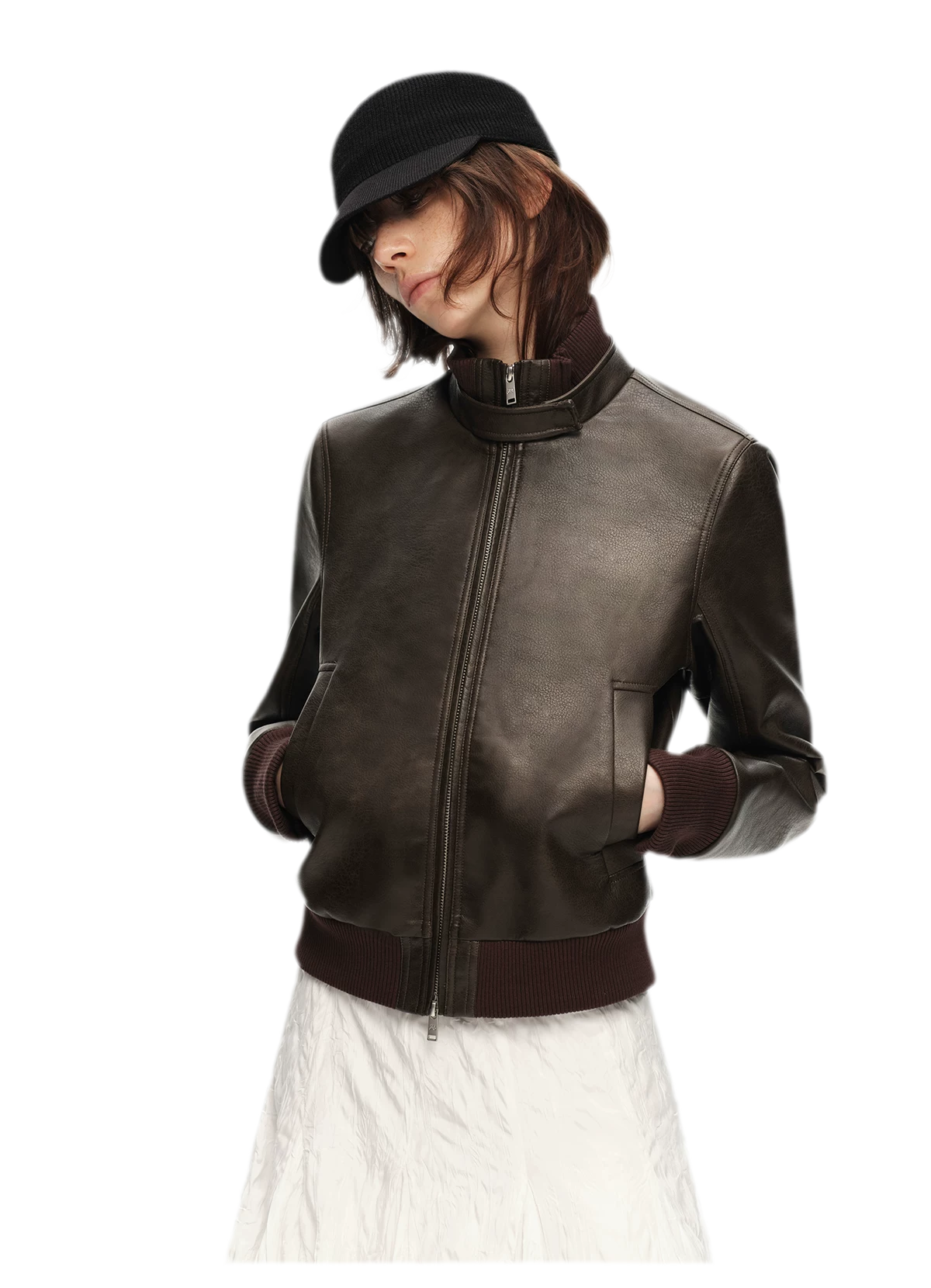 Matte Cropped Biker Jacket