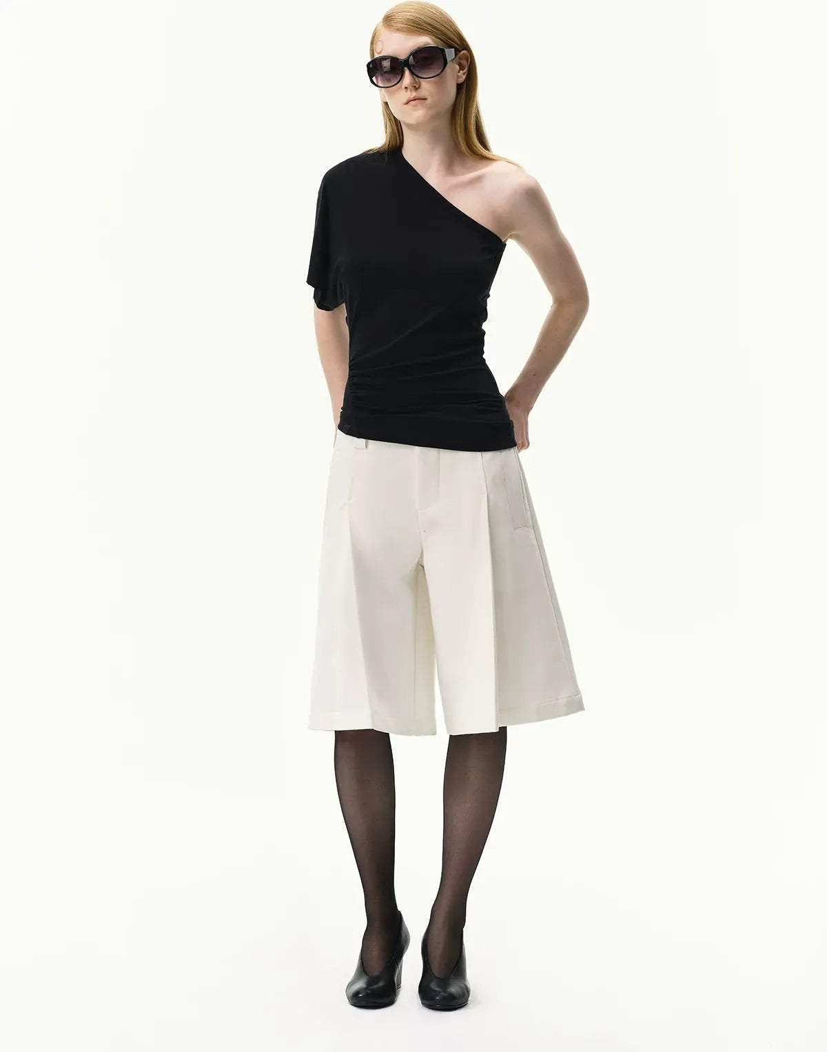 Pleated Bermuda Shorts
