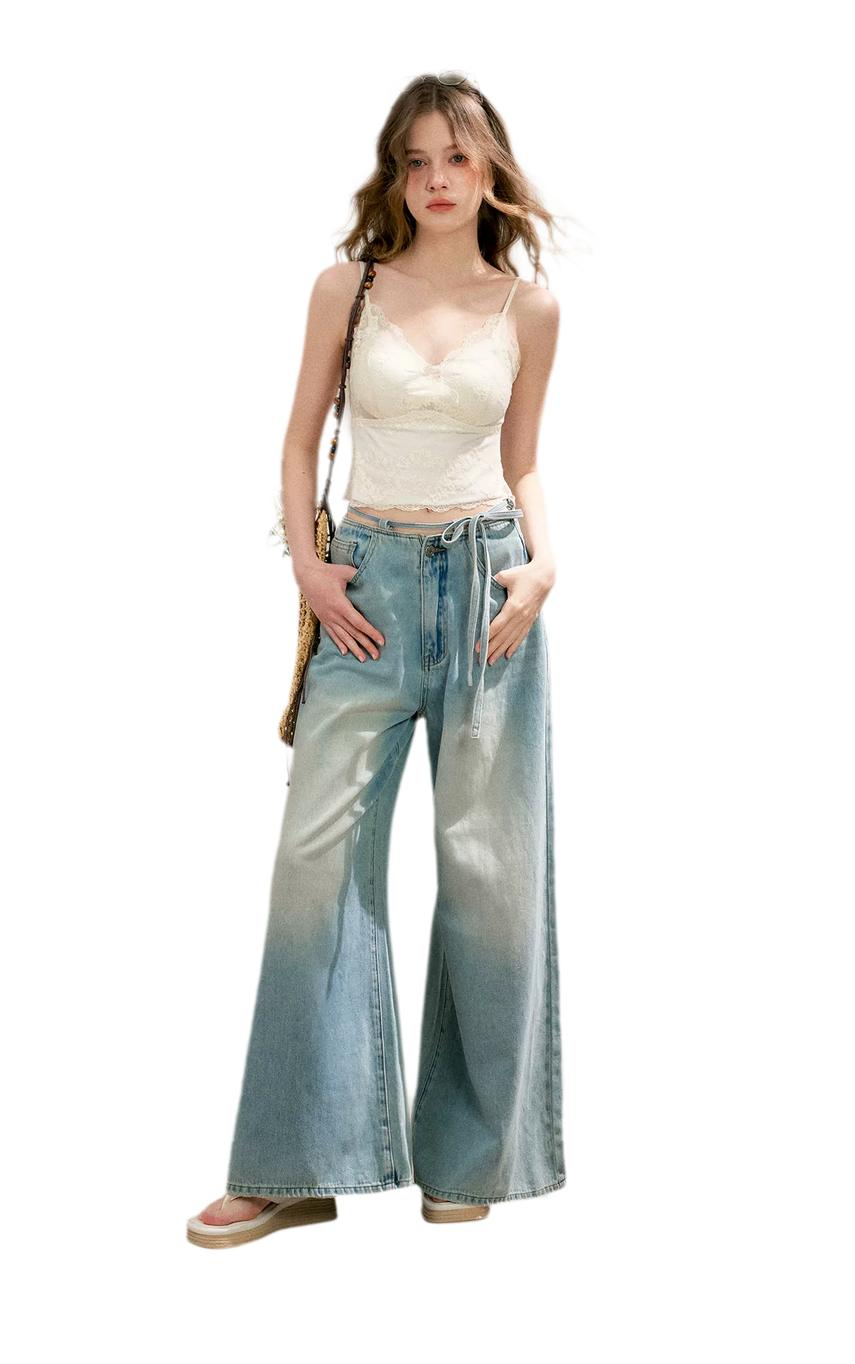 Bow Wide-Leg Jeans