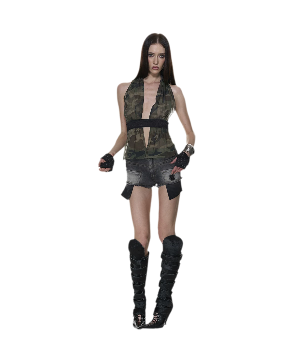 Mesh Halter Backless Top