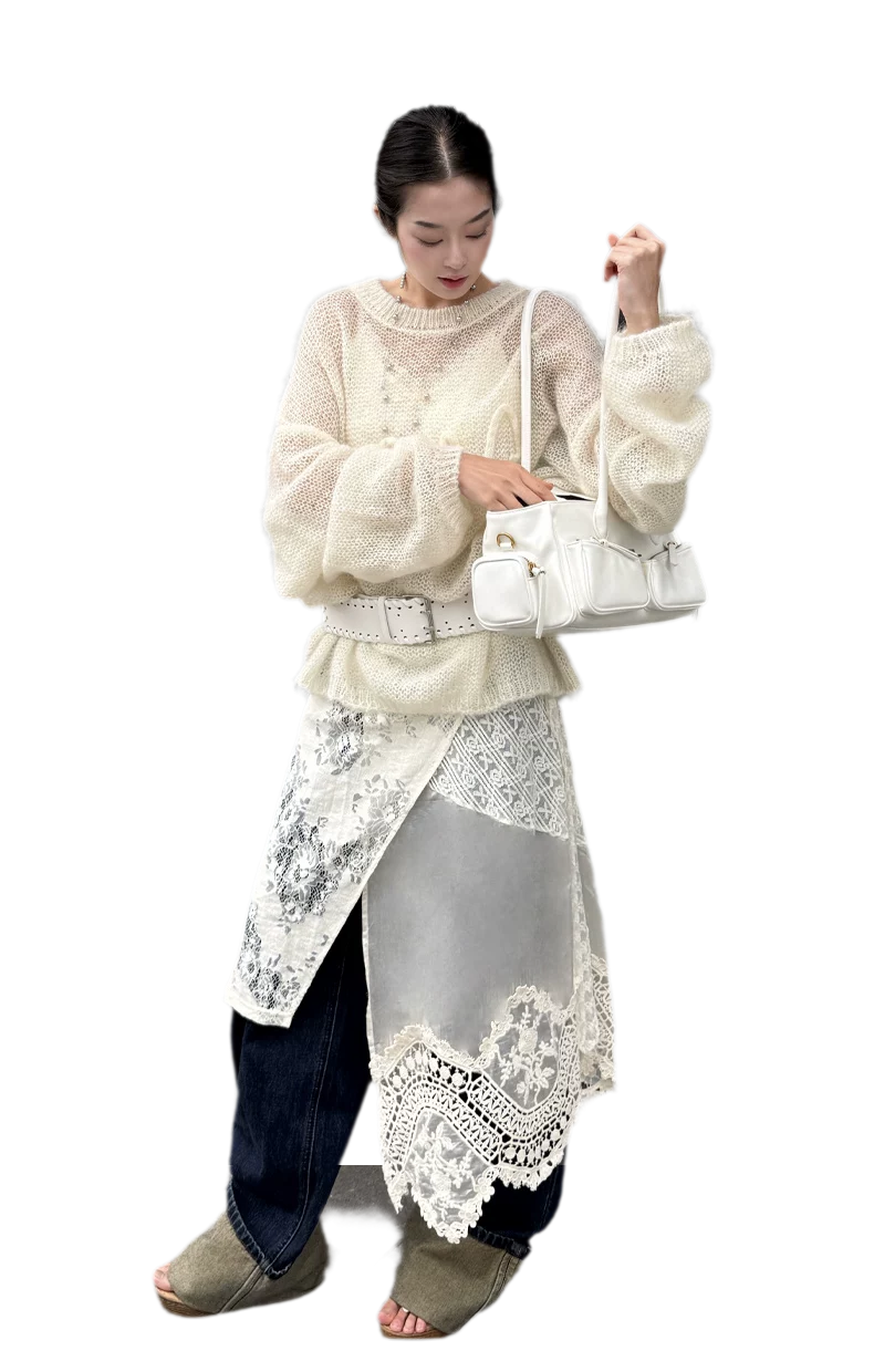 Mohair Openwork Logo Sweater
