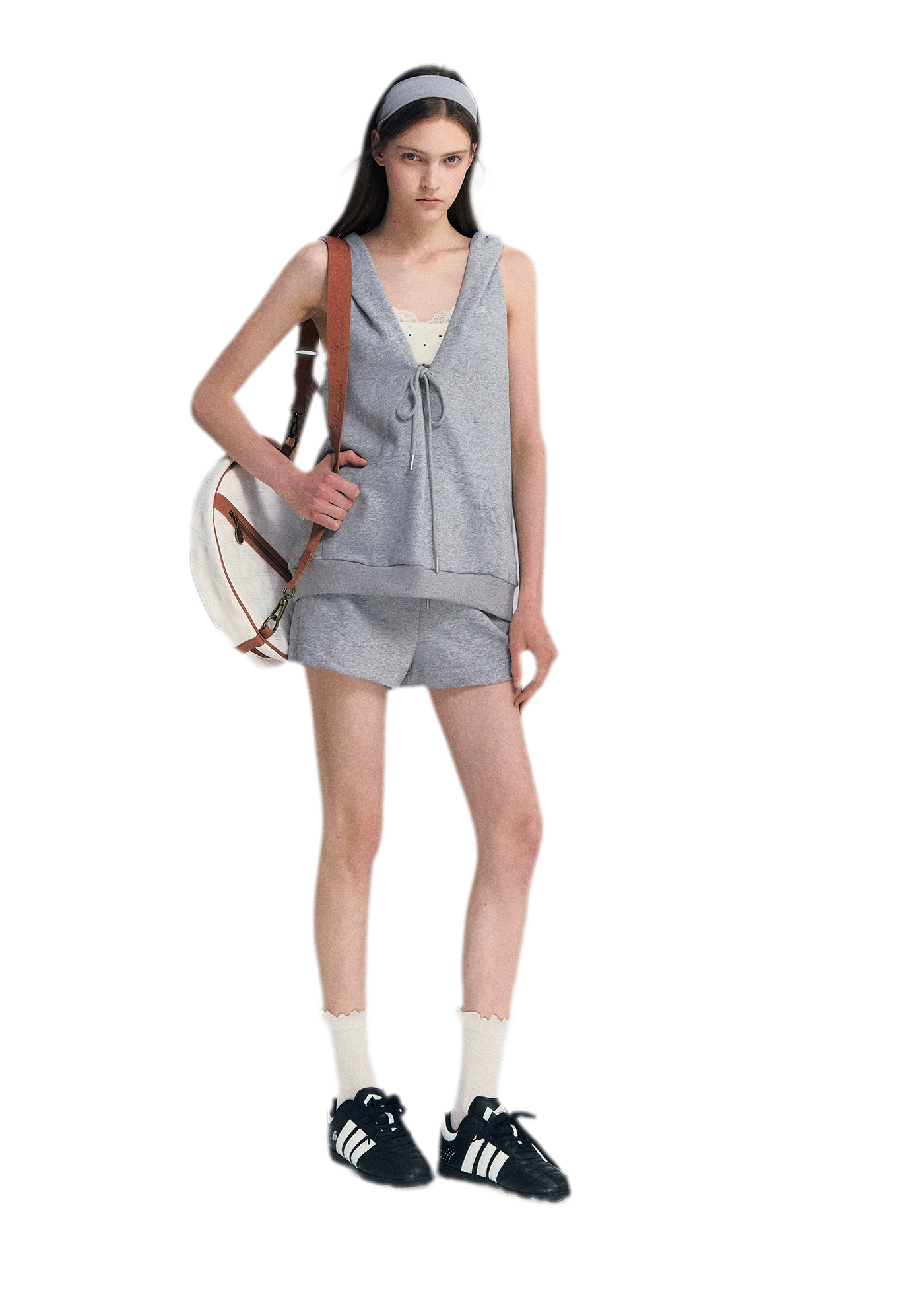 U-Neck Hoodie Vest Set