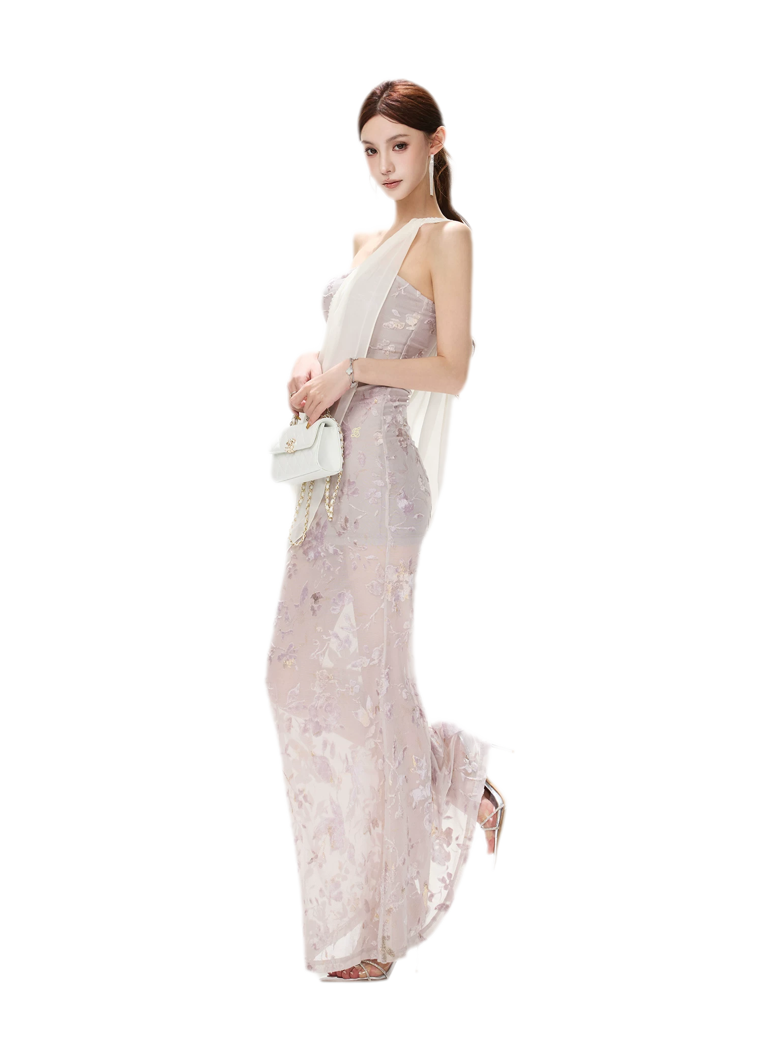 Flocked Floral Mermaid Dress
