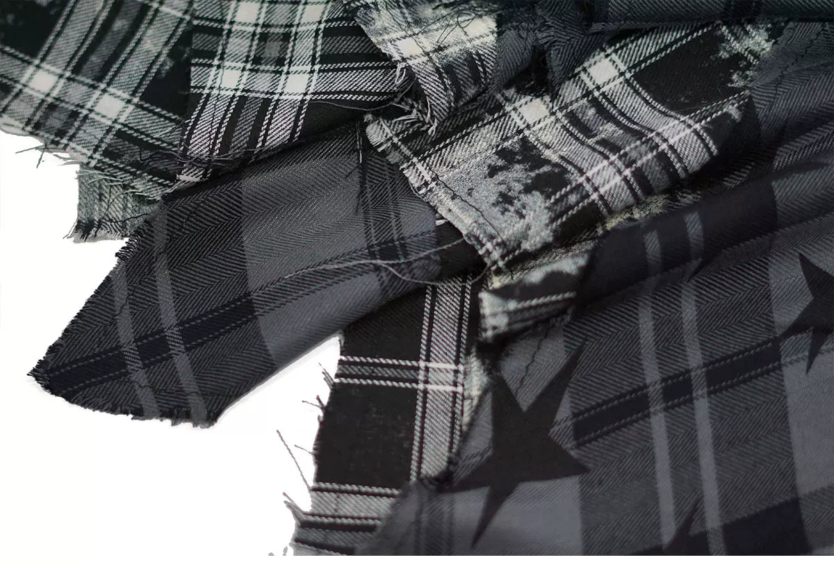 Star Plaid Raw-Edge Skirt