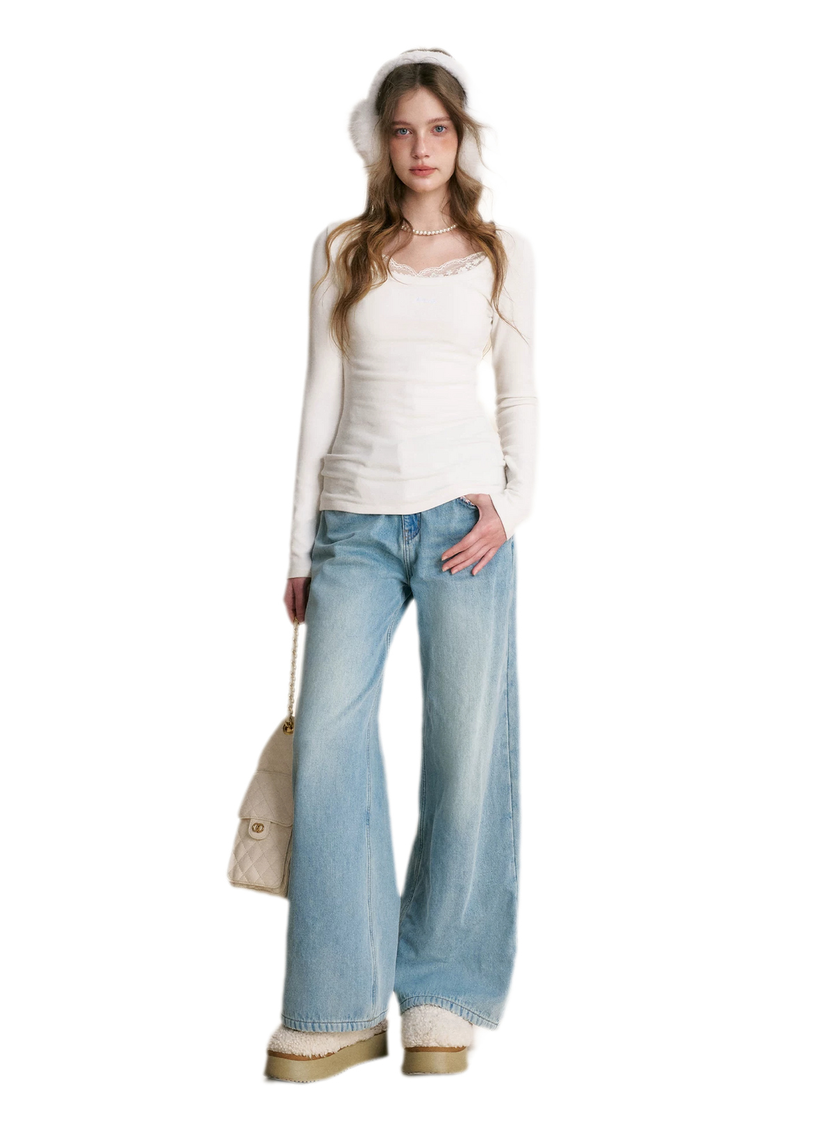 تي شيرت ضيق طويل الأكمام من Deer Velvet