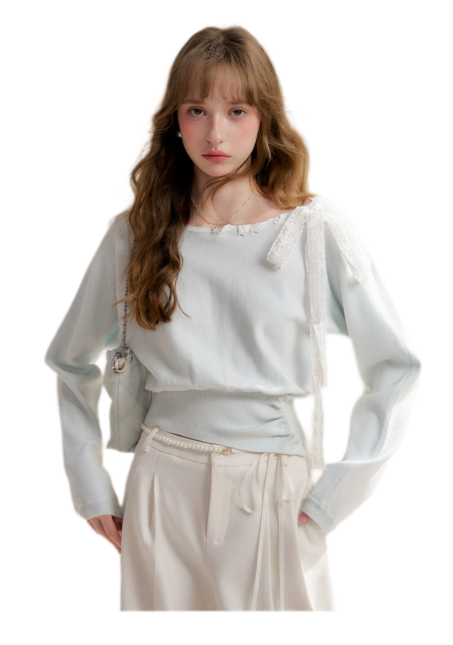 Lace Strap Shoulder Knit Top