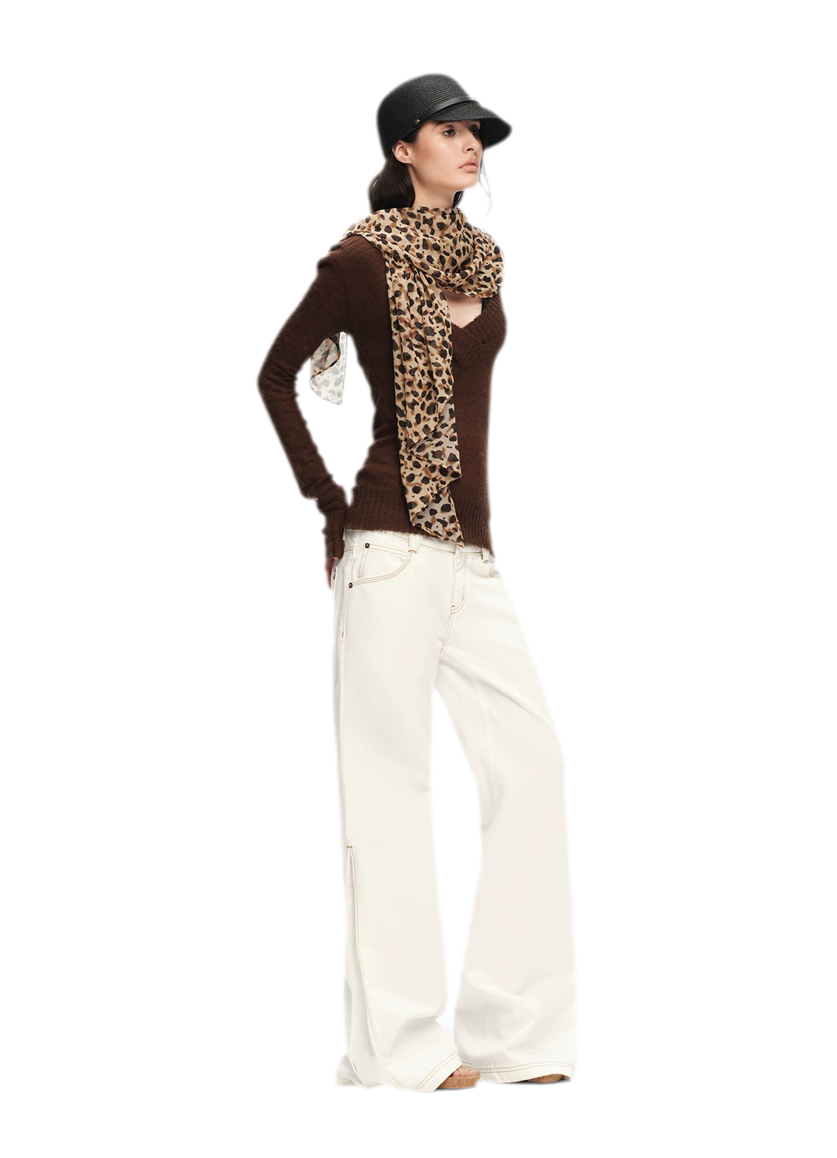 Contrast Stitch Flared Jeans