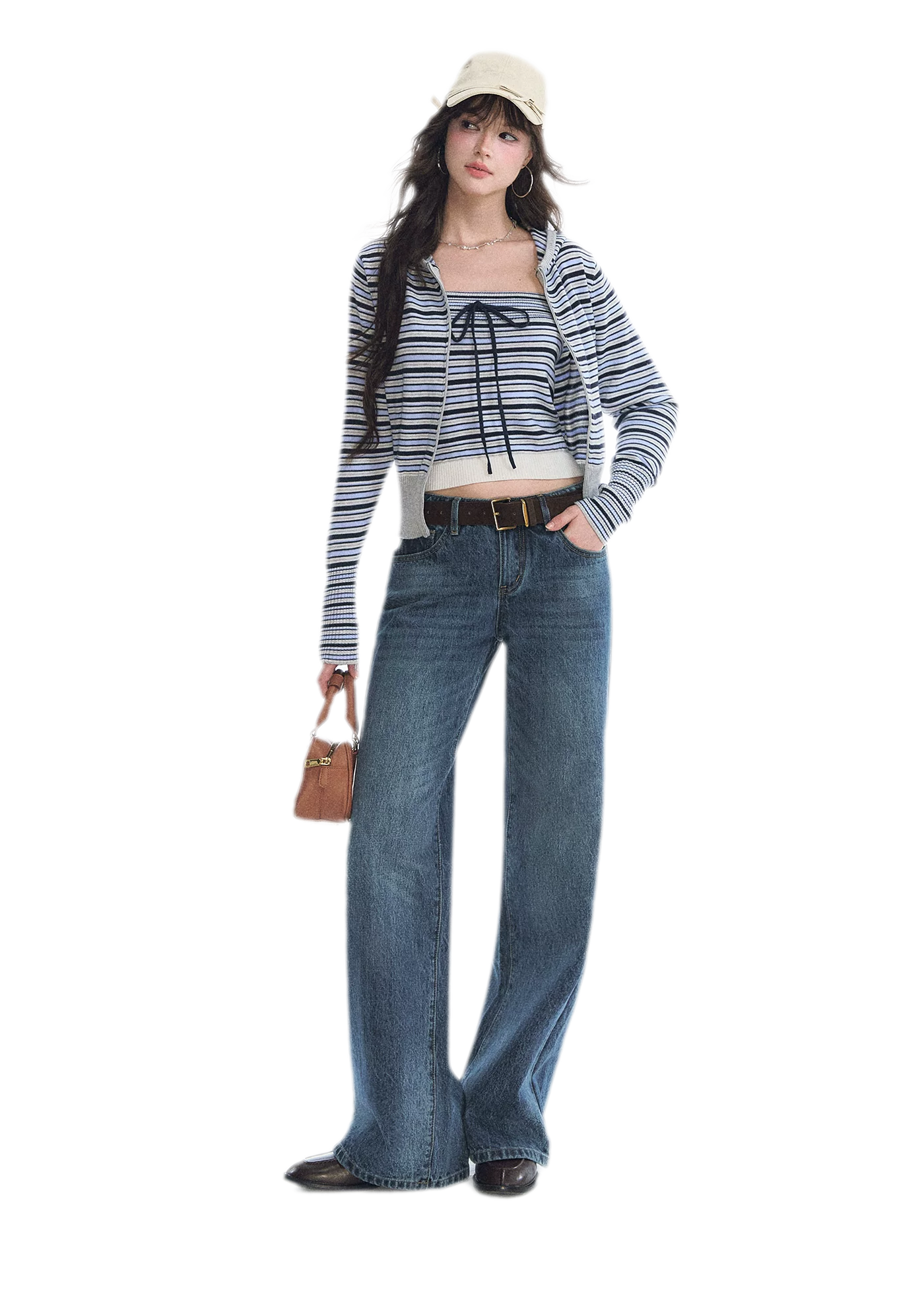 Washed Bow Embroidered Jeans