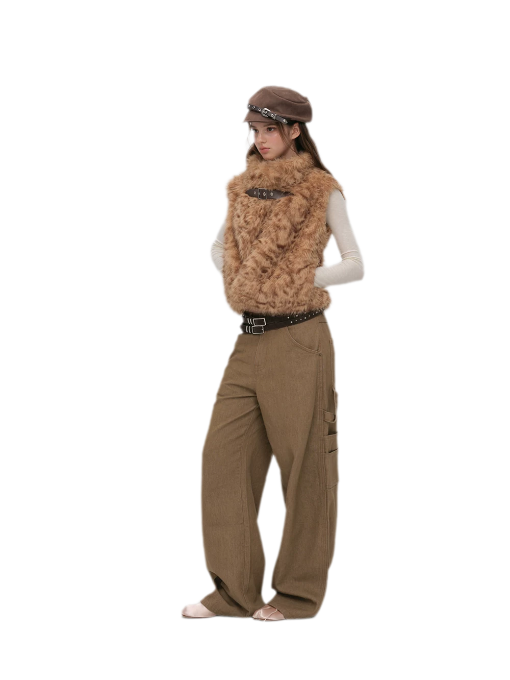Detachable Sleeve Faux Fur Vest
