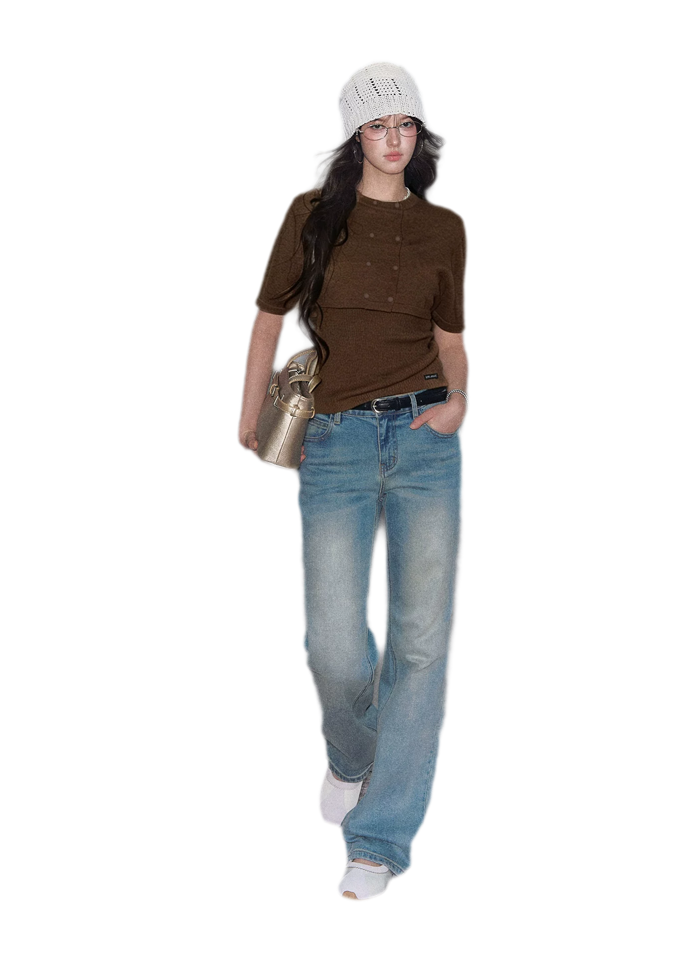 Double-Breasted Cropped Cape Cardigan