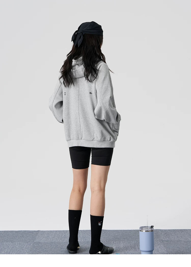 Ribbed Panel Hooded Zip Jacket