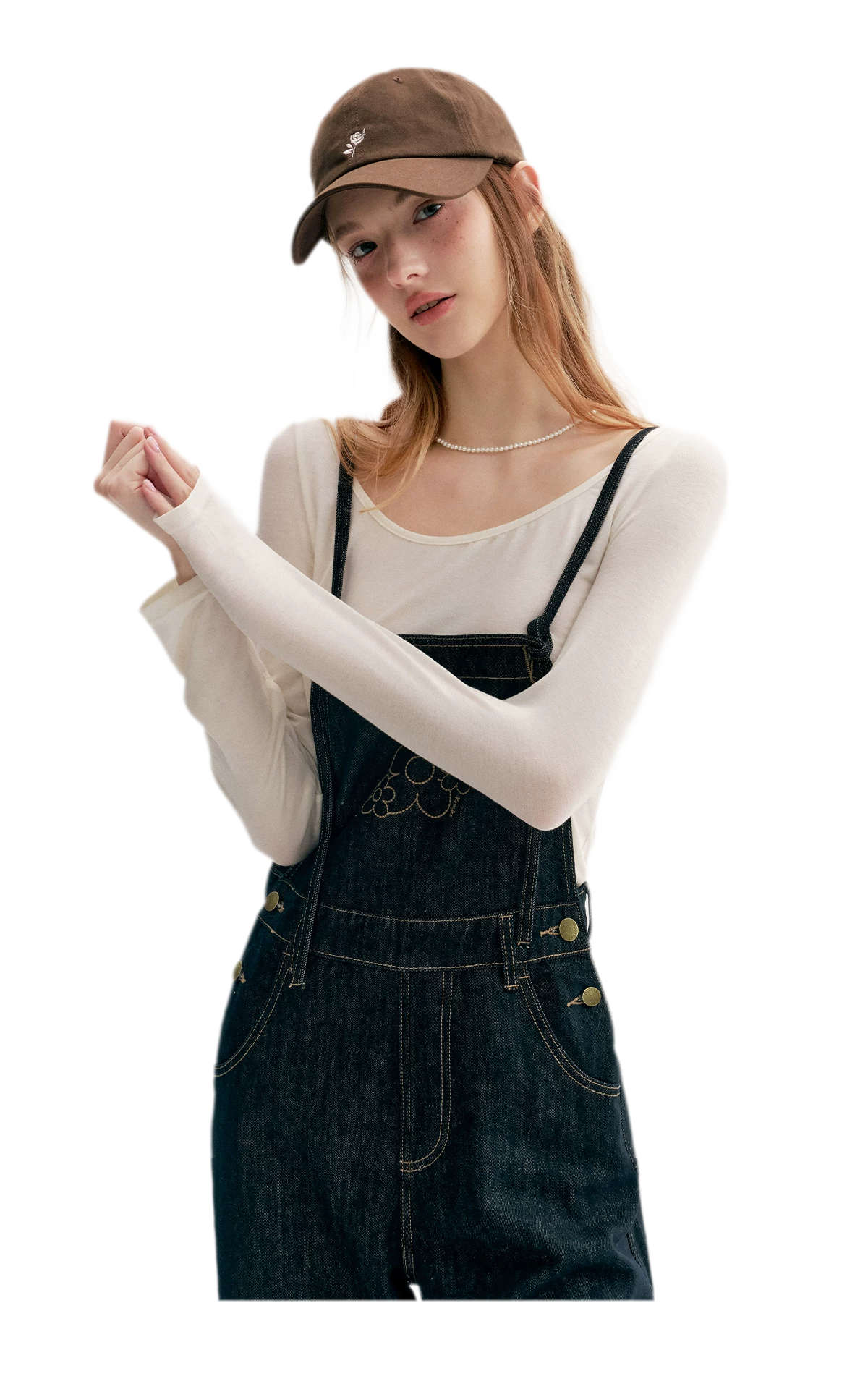 Contrast Floral Denim Overalls