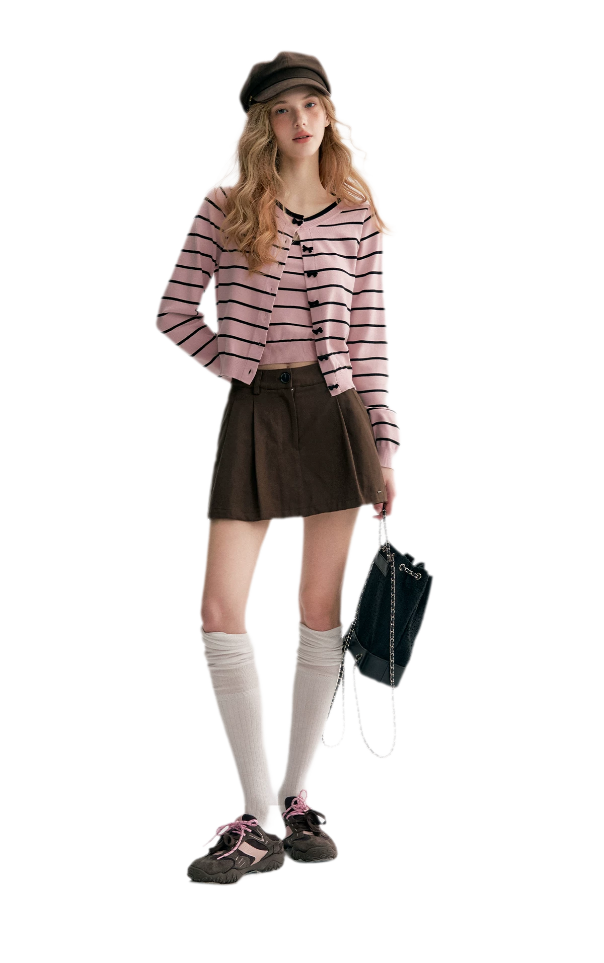 Striped Knit Cami Cardigan Set