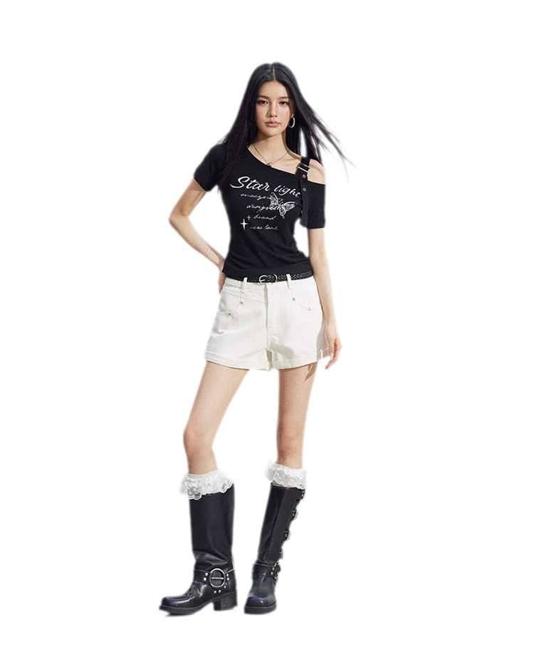 One-Shoulder Butterfly Tee