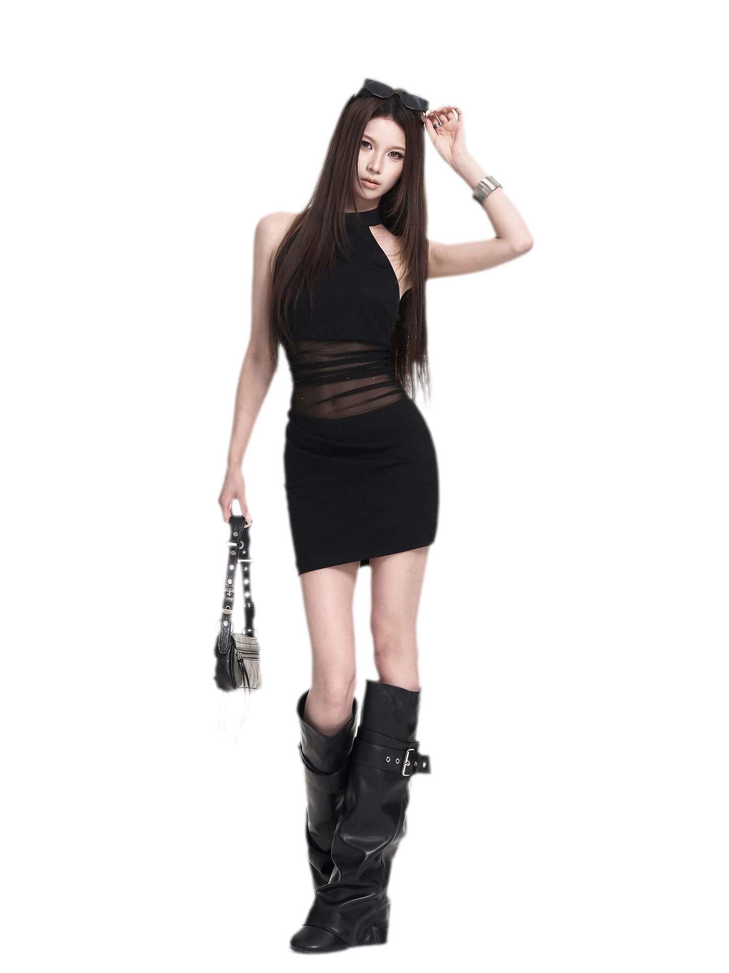 Halter Mesh Bodycon Dress